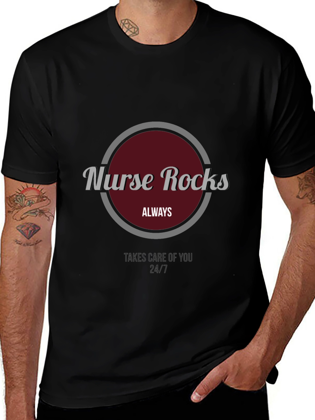 Camiseta Negra Nurse Rocks para Enfermeros