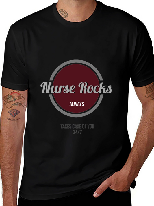 Camiseta Negra Nurse Rocks para Enfermeros