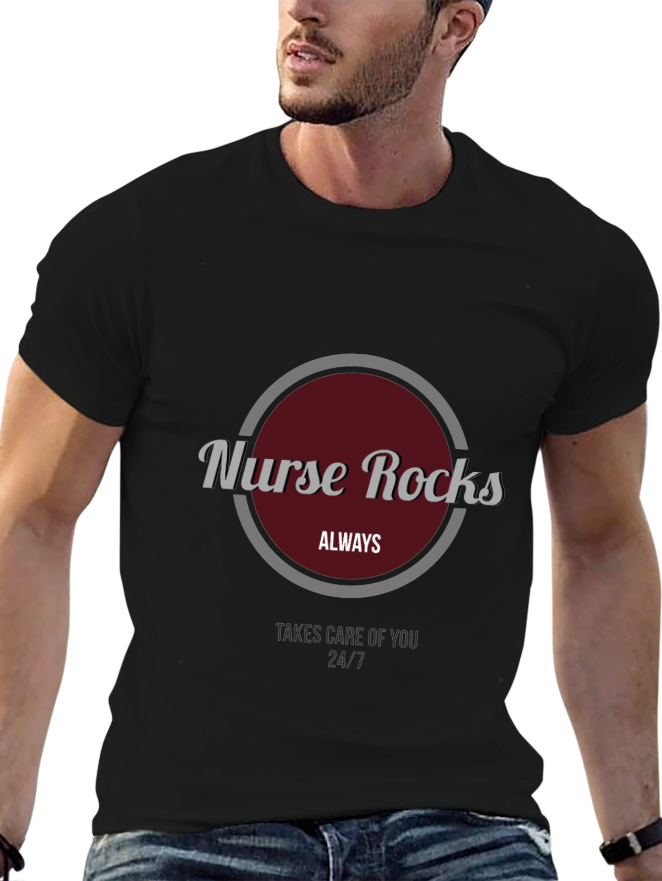 Camiseta Negra Nurse Rocks para Enfermeros