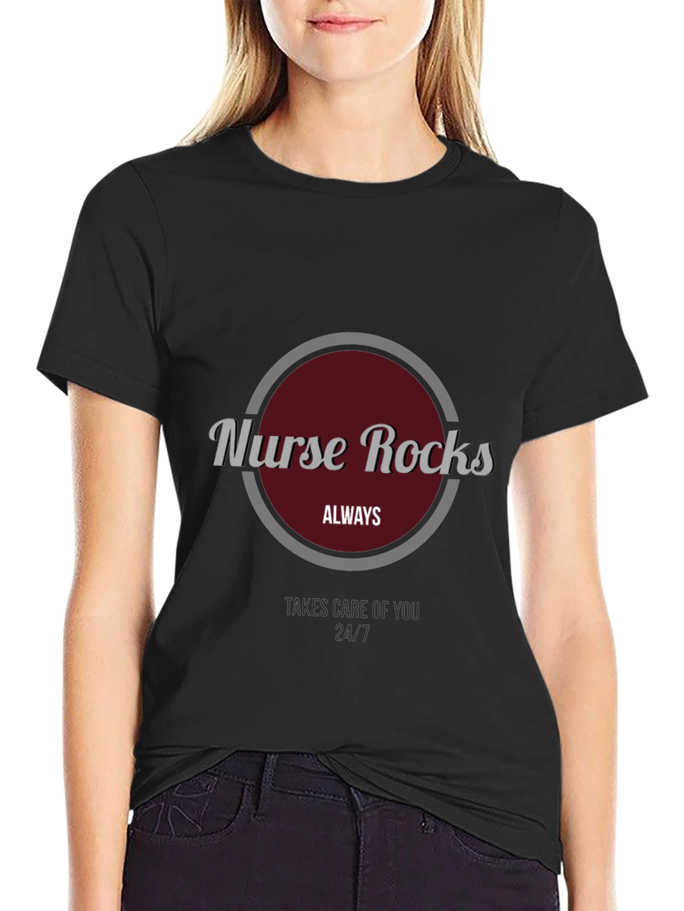 Camiseta Negra Nurse Rocks para Enfermeros
