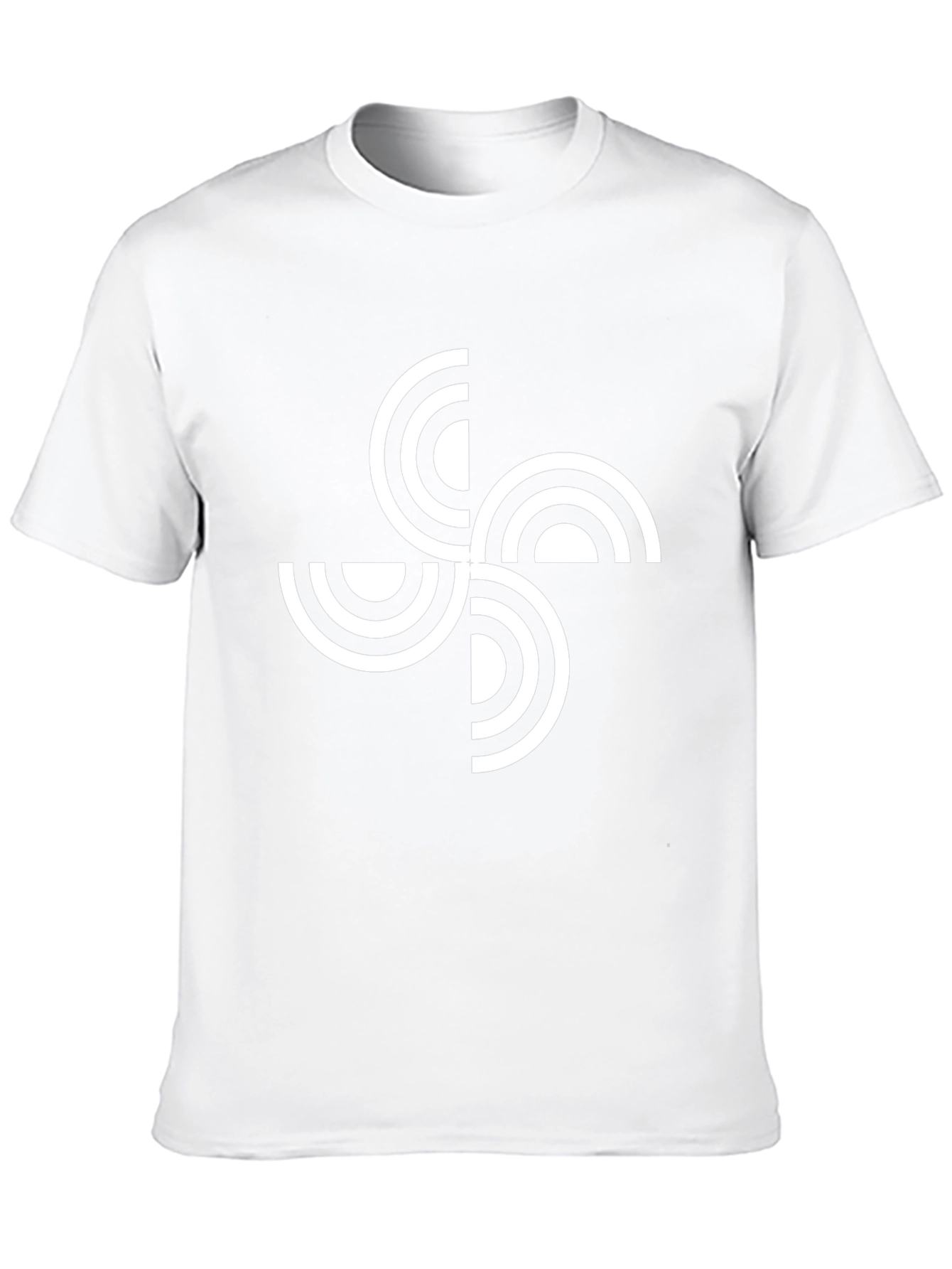 Camiseta Negra con Diseño Geométrico Circular Blanco