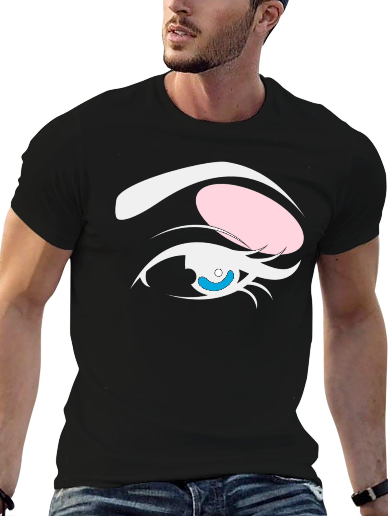 Camiseta Negra Ojo Anime Estilizado
