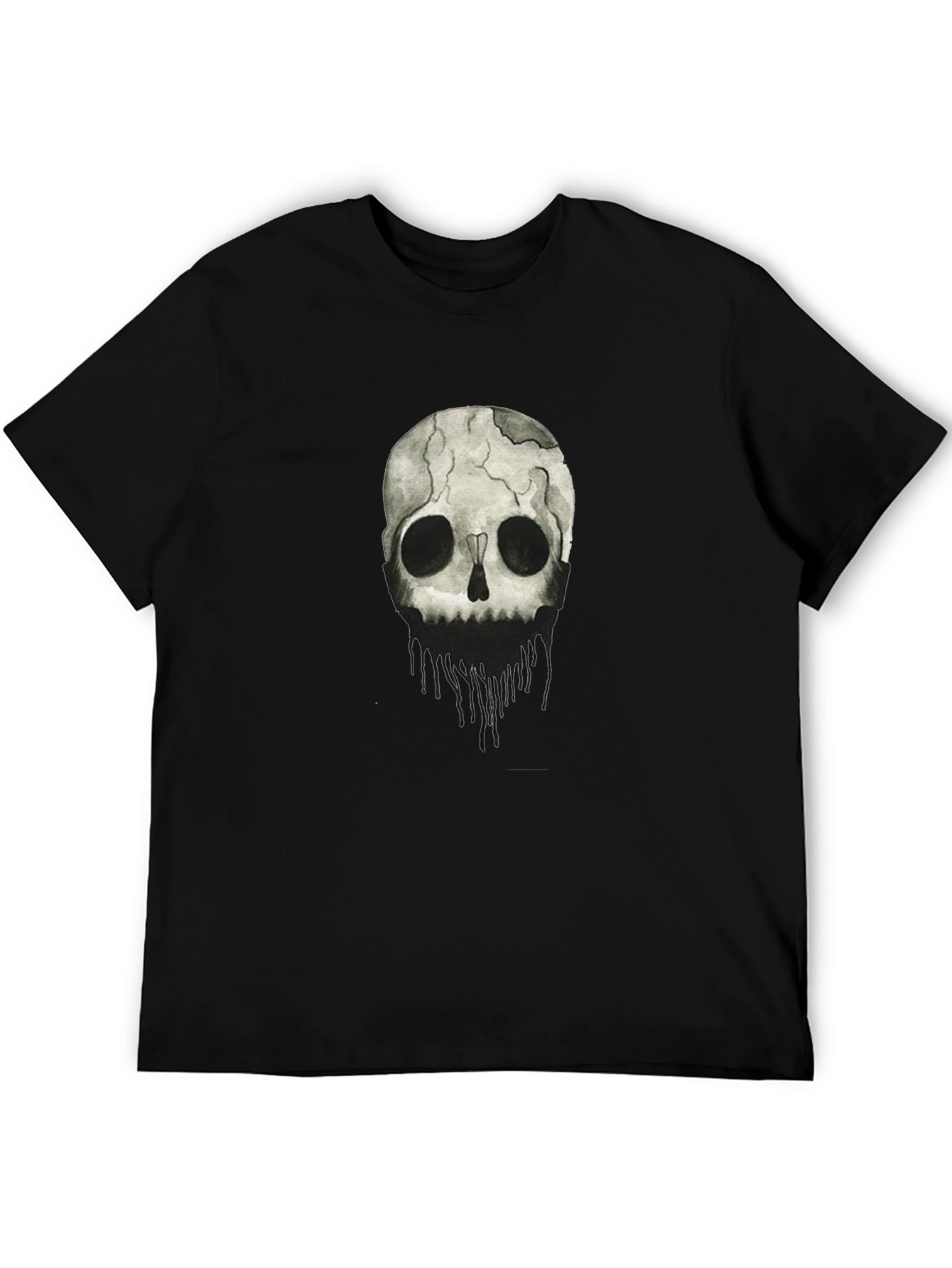 Camiseta Negra con Diseño de Cráneo Abstracto