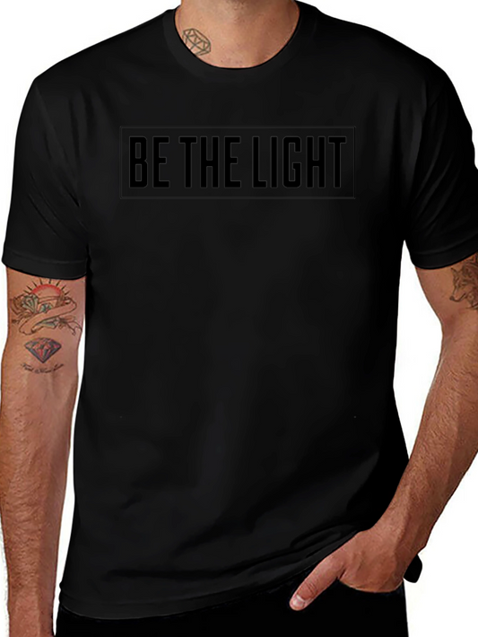 Camiseta Negra Be The Light Algodón Suave Casual