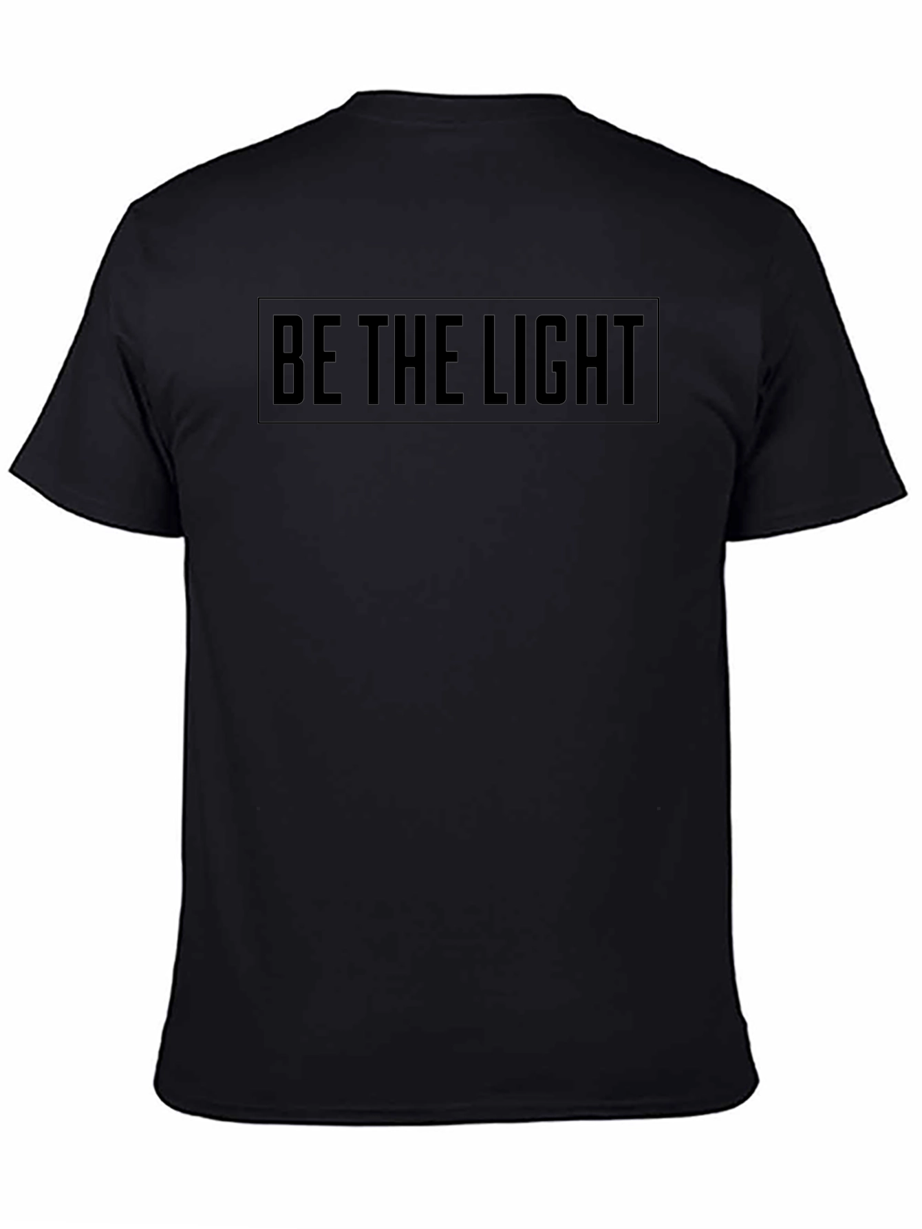 Camiseta Negra Be The Light Algodón Suave Casual