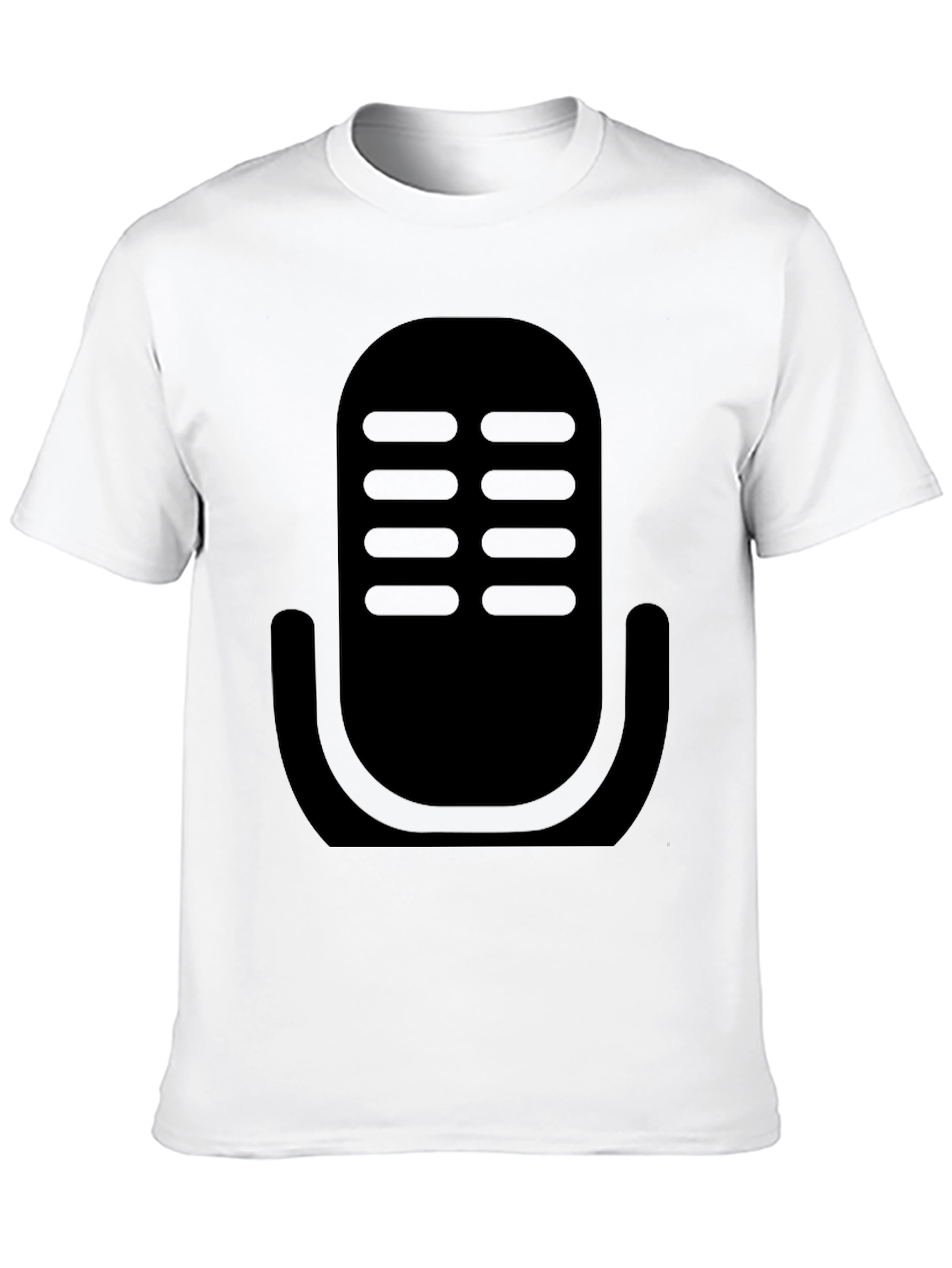 Camiseta Negra con Diseño de Micrófono Retro