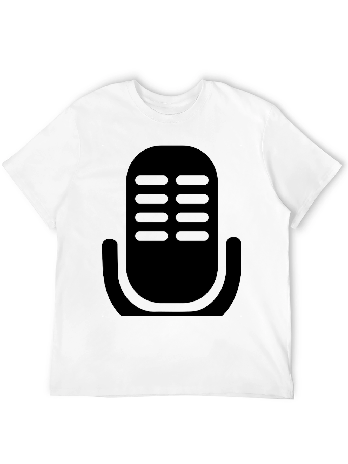 Camiseta Negra con Diseño de Micrófono Retro