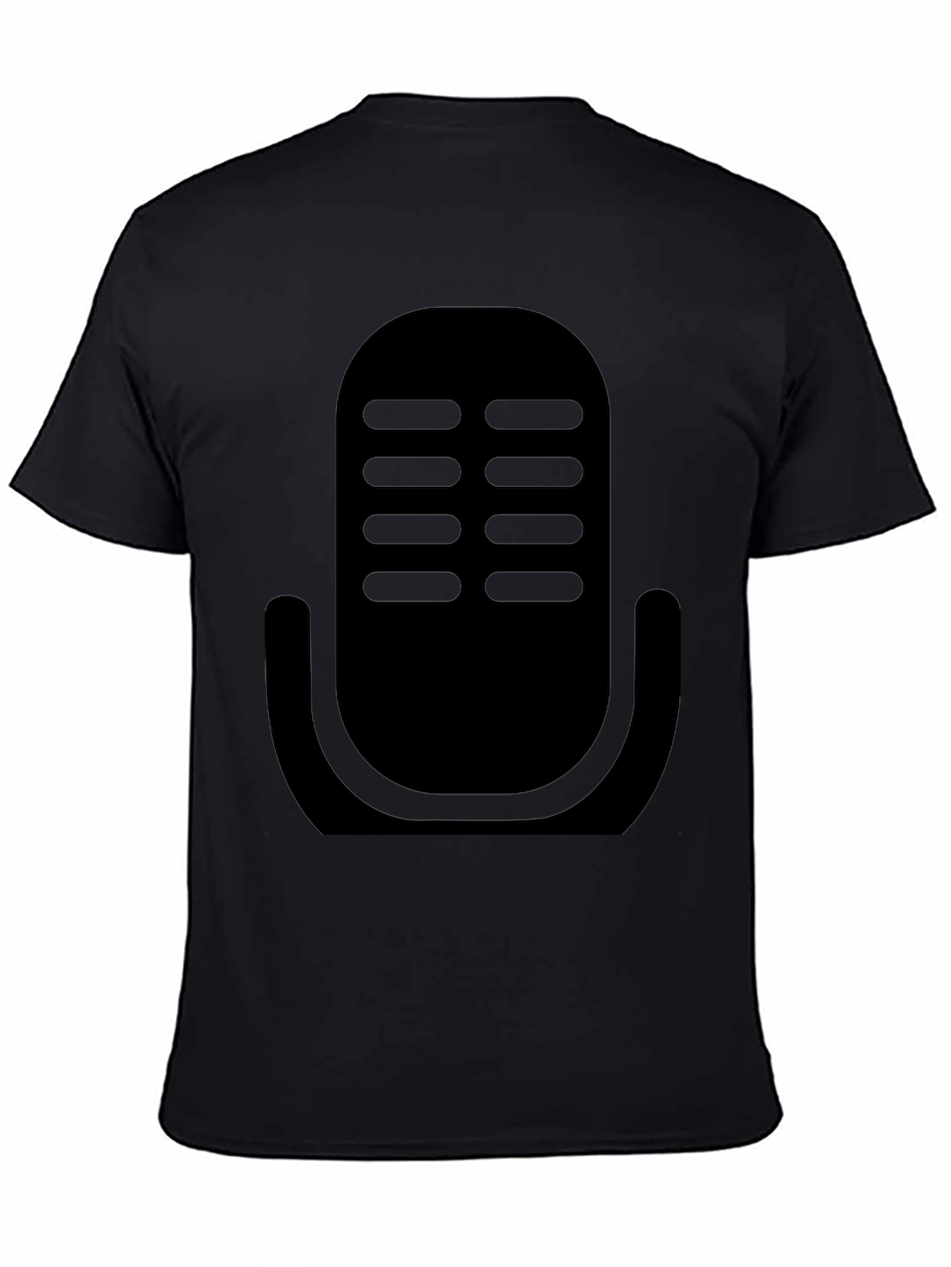 Camiseta Negra con Diseño de Micrófono Retro