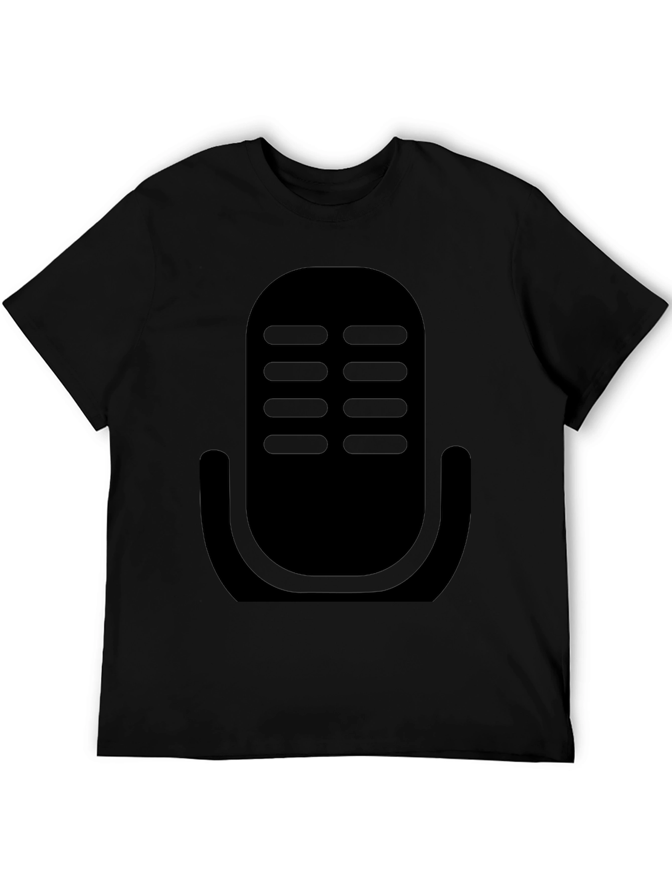Camiseta Negra con Diseño de Micrófono Retro