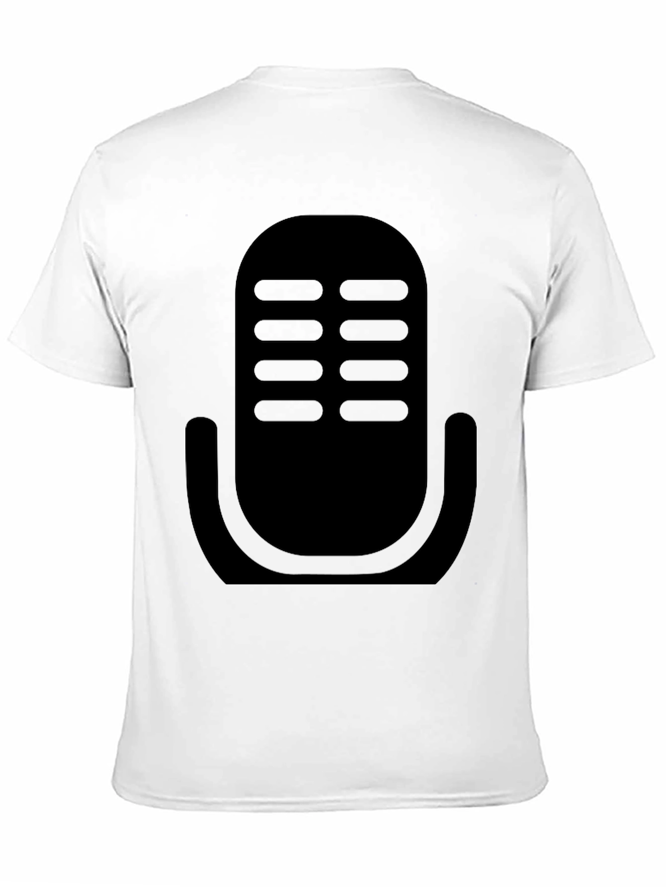 Camiseta Negra con Diseño de Micrófono Retro