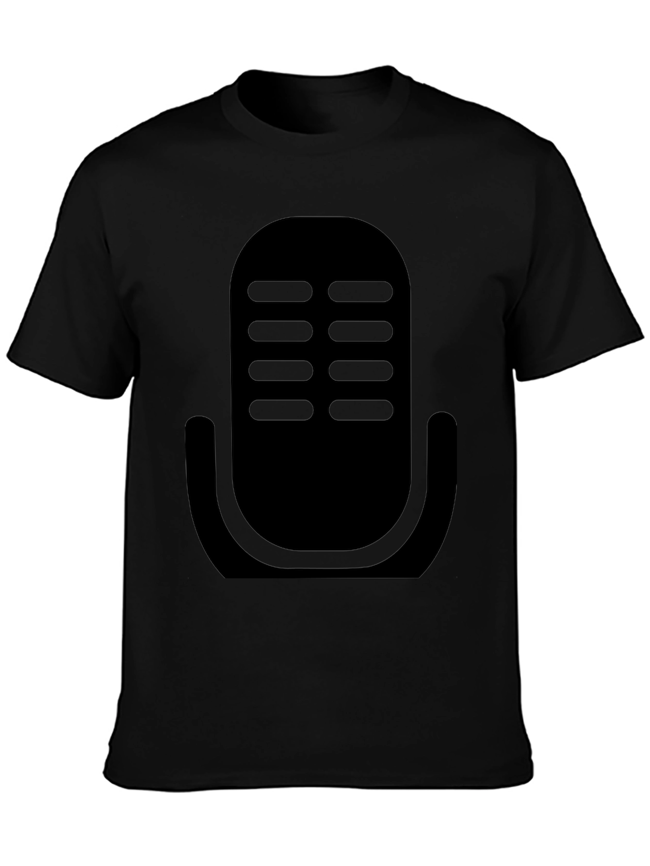 Camiseta Negra con Diseño de Micrófono Retro