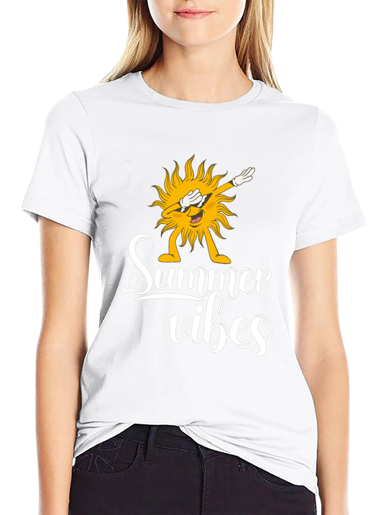 Camiseta Negra Summer Vibes con Diseño de Sol