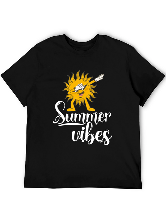 Camiseta Negra Summer Vibes con Diseño de Sol