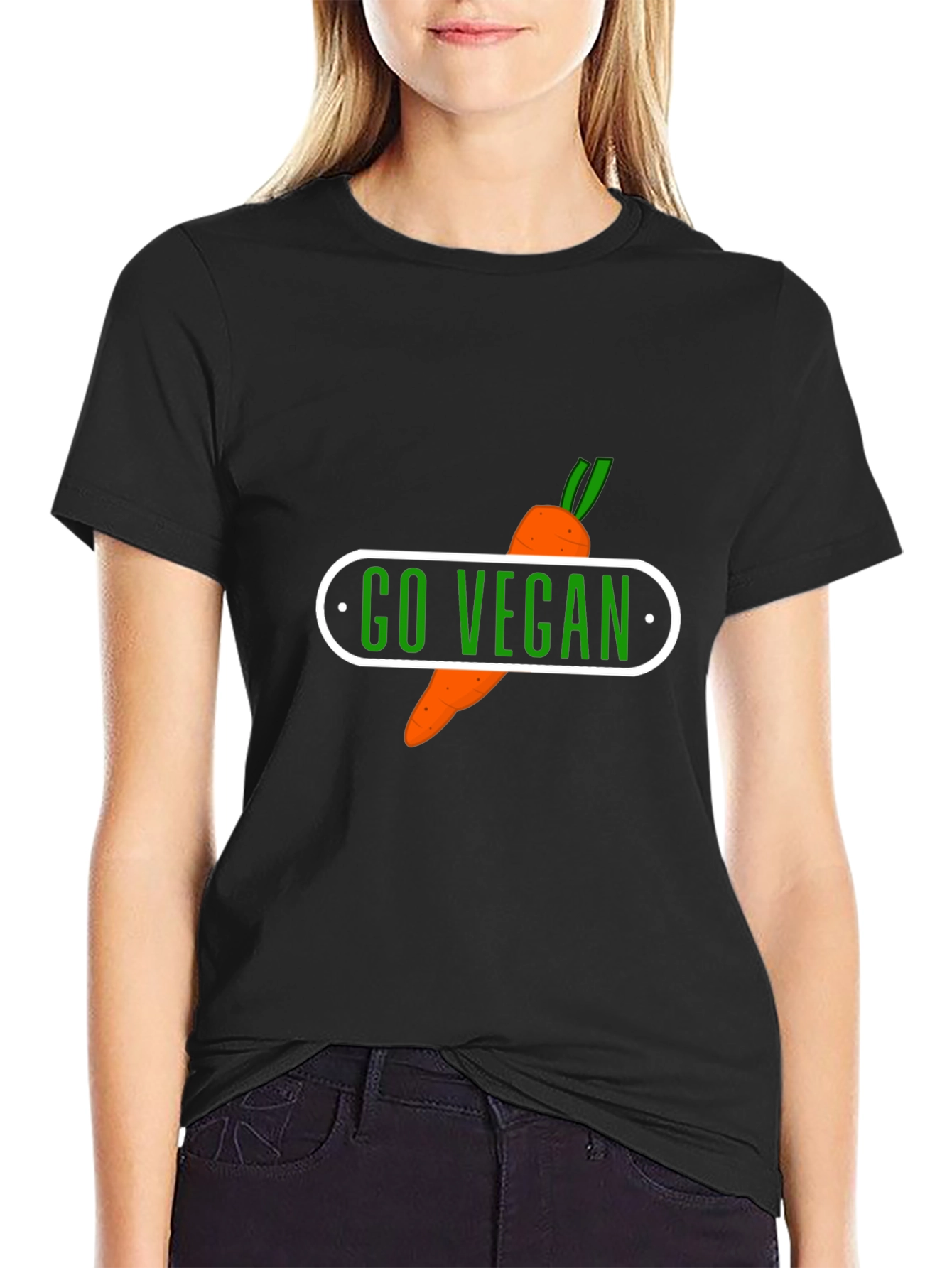 Camiseta Negra Go Vegan Zanahoria Hombre