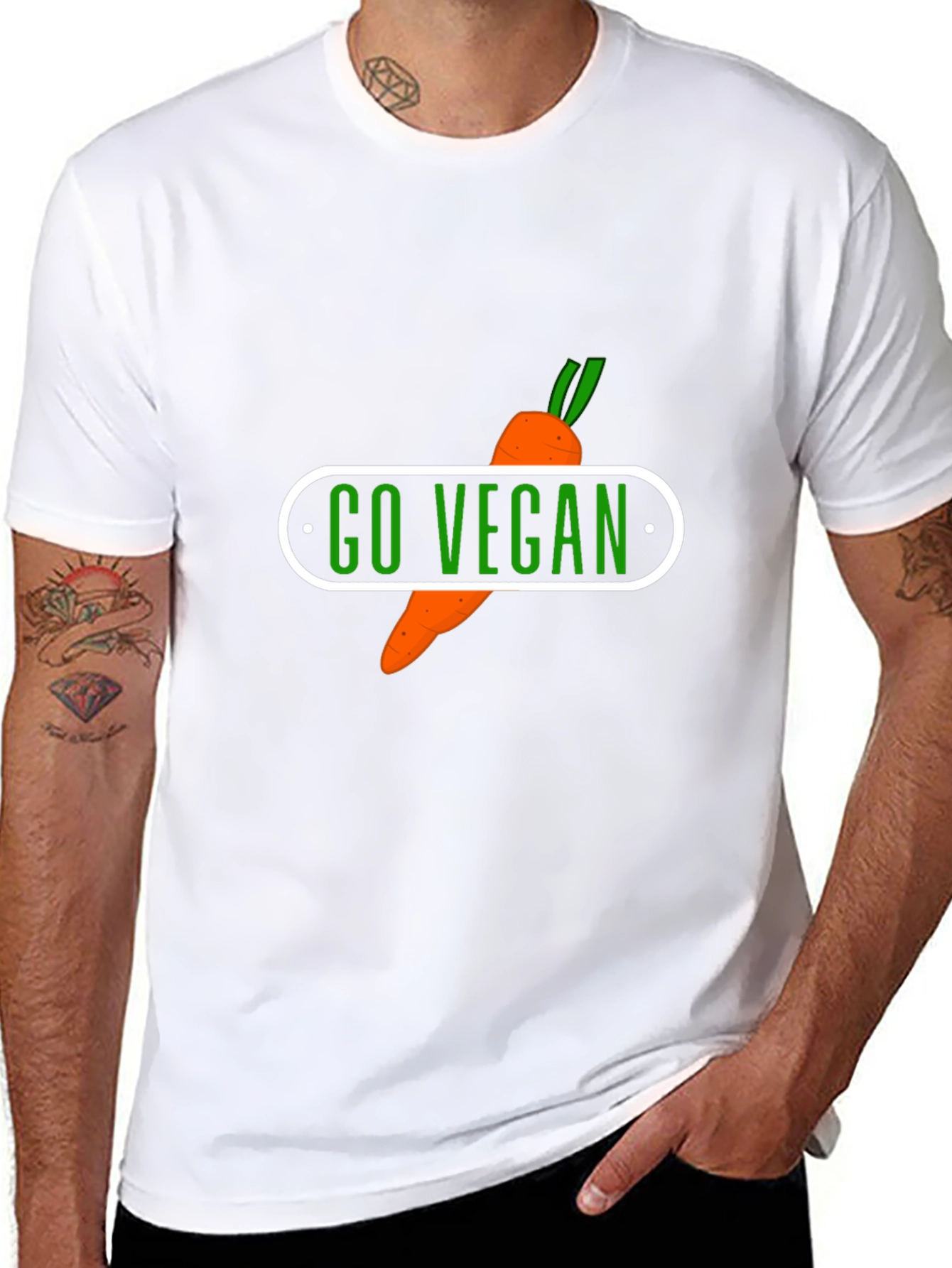 Camiseta Negra Go Vegan Zanahoria Hombre