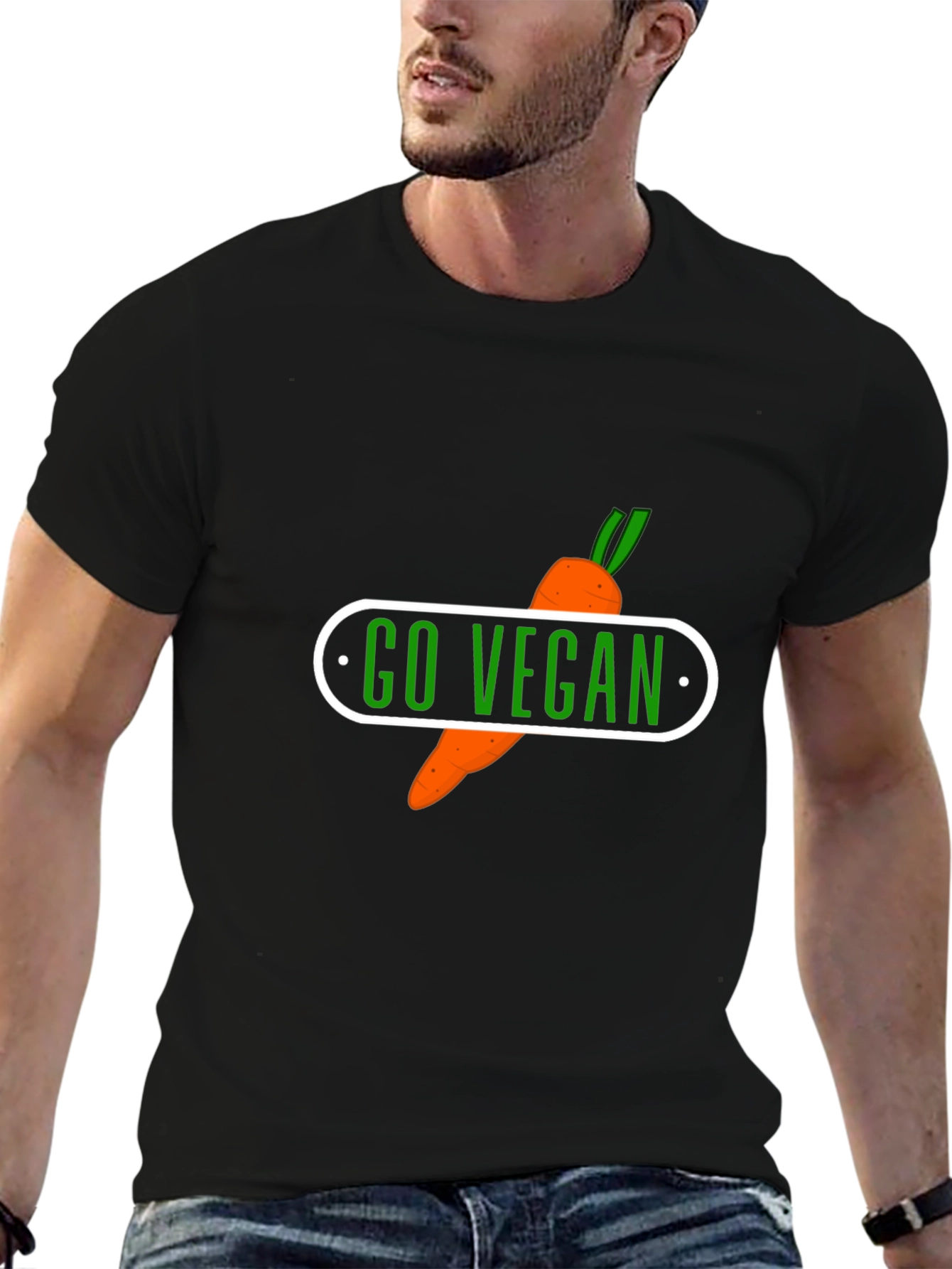 Camiseta Negra Go Vegan Zanahoria Hombre