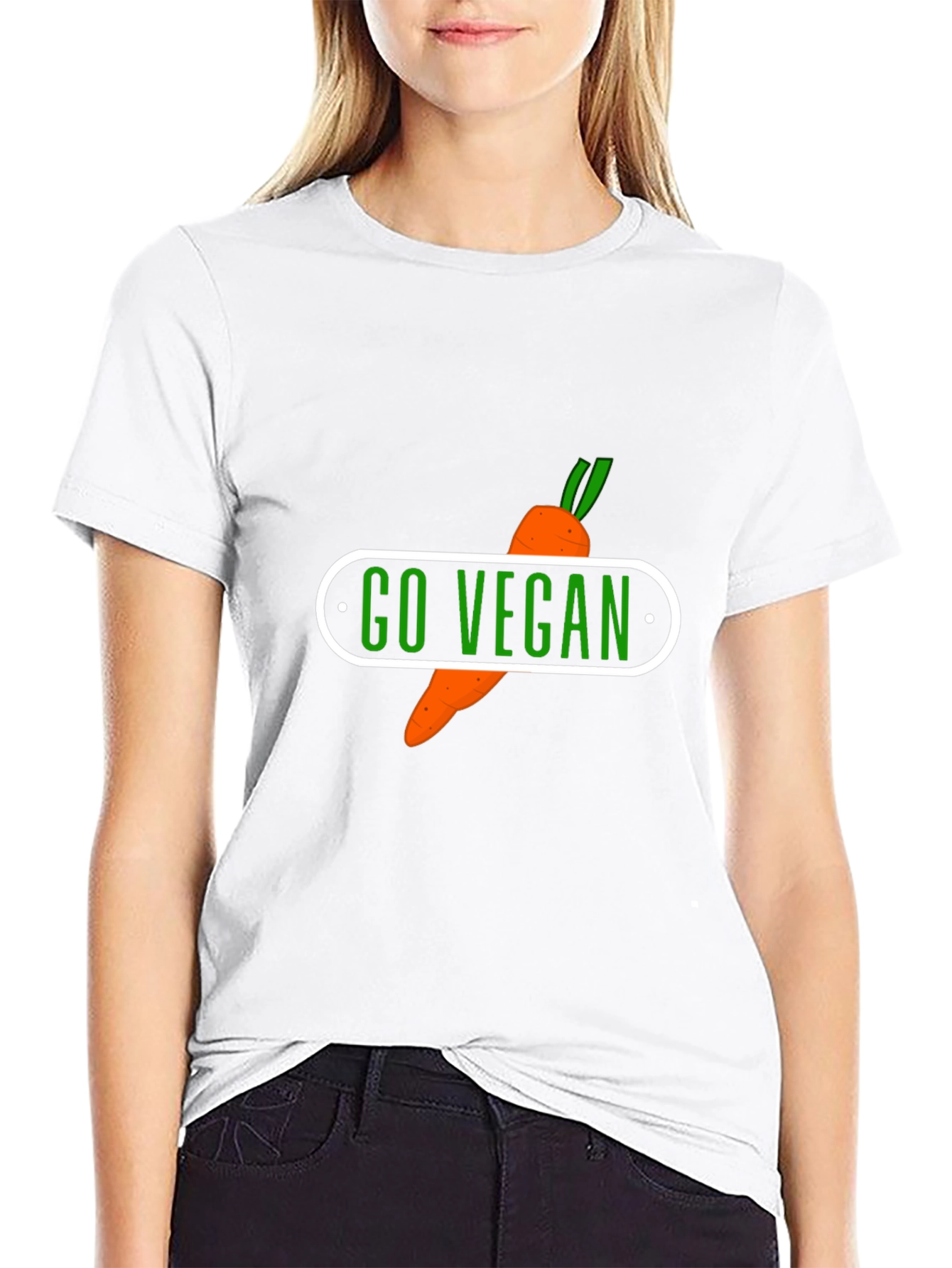Camiseta Negra Go Vegan Zanahoria Hombre