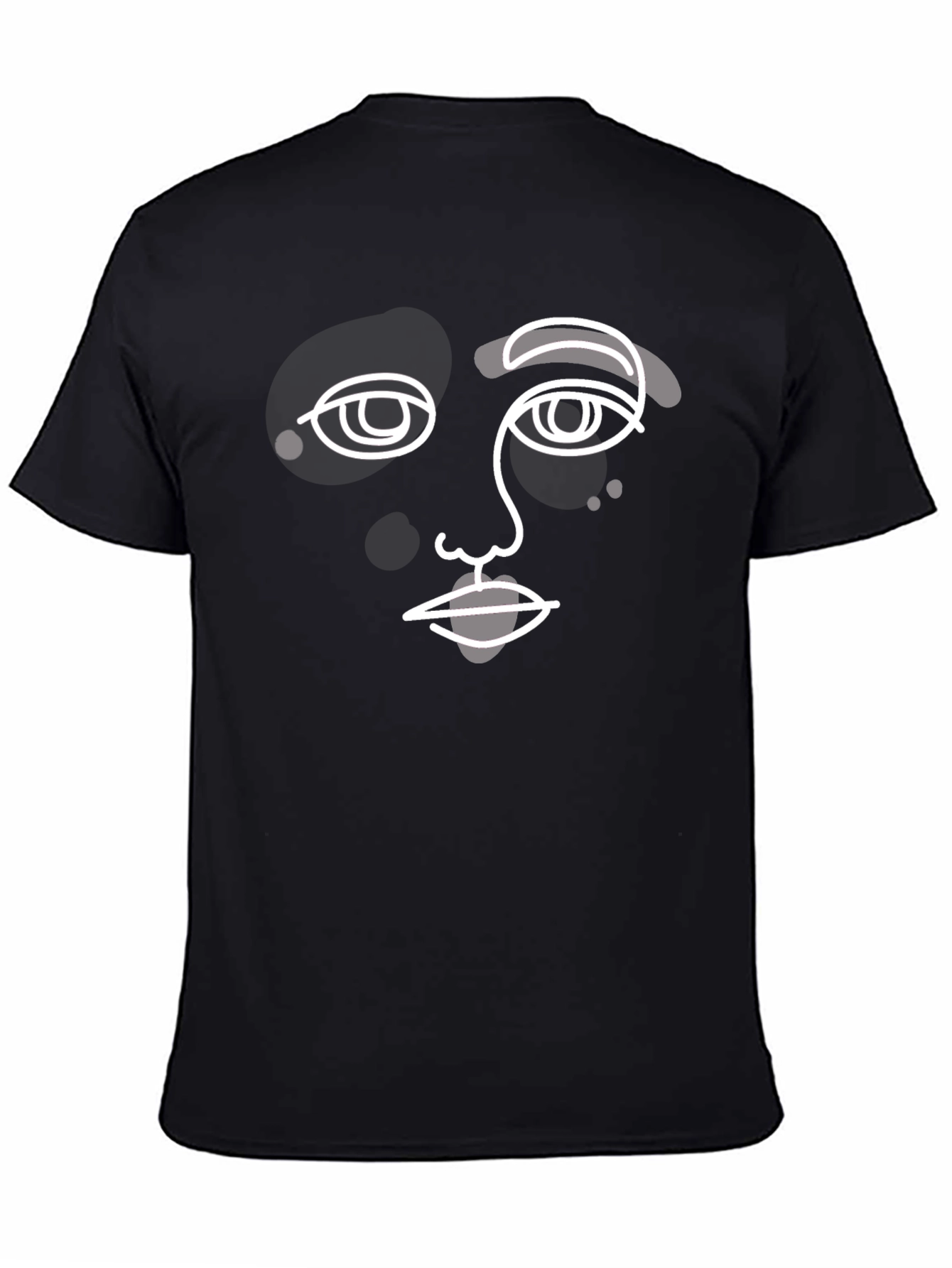 Camiseta Negra con Diseño Abstracto de Rostro
