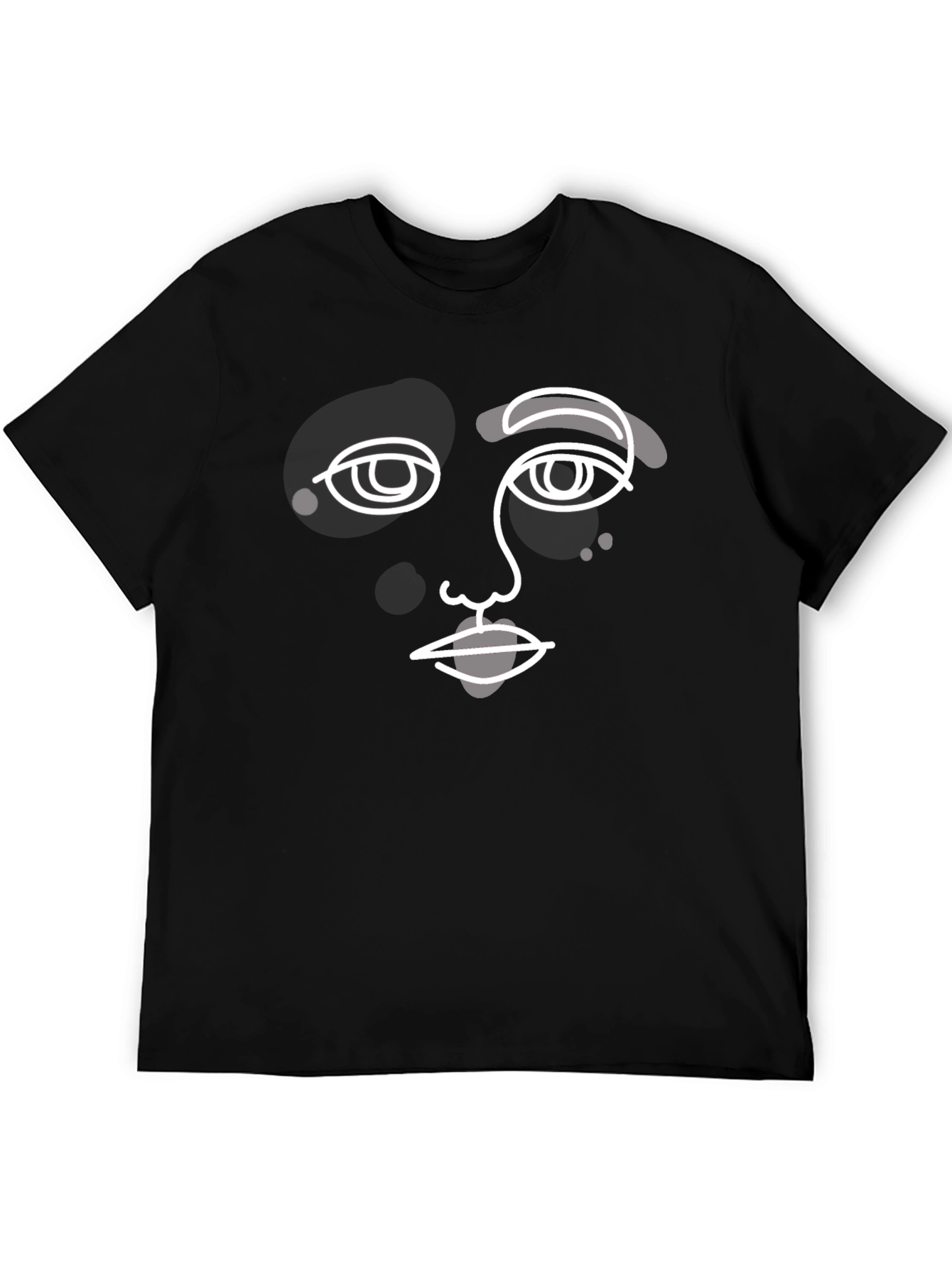Camiseta Negra con Diseño Abstracto de Rostro