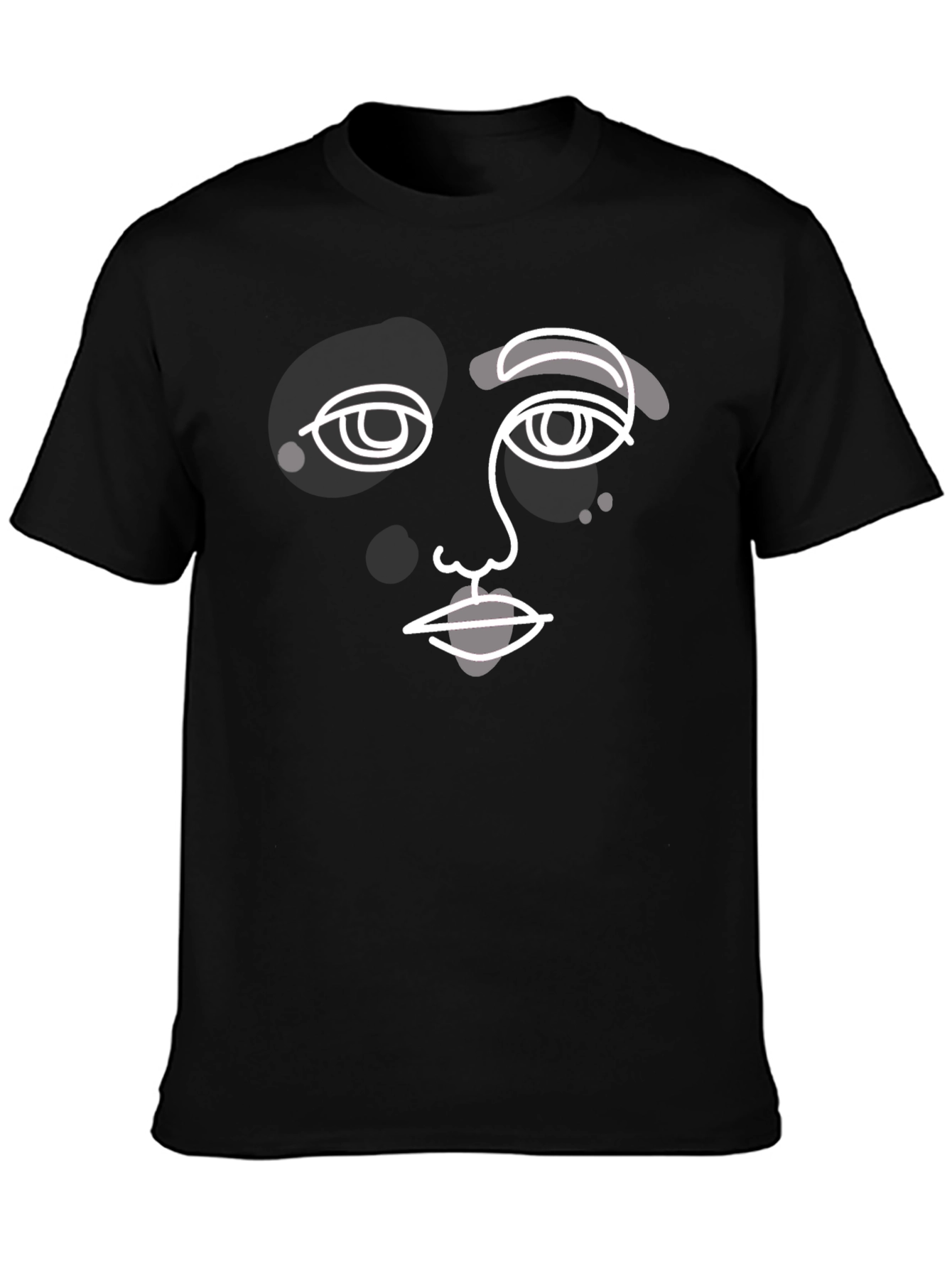 Camiseta Negra con Diseño Abstracto de Rostro