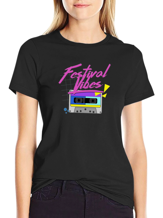 Camiseta Negra Festival Vibes Retro