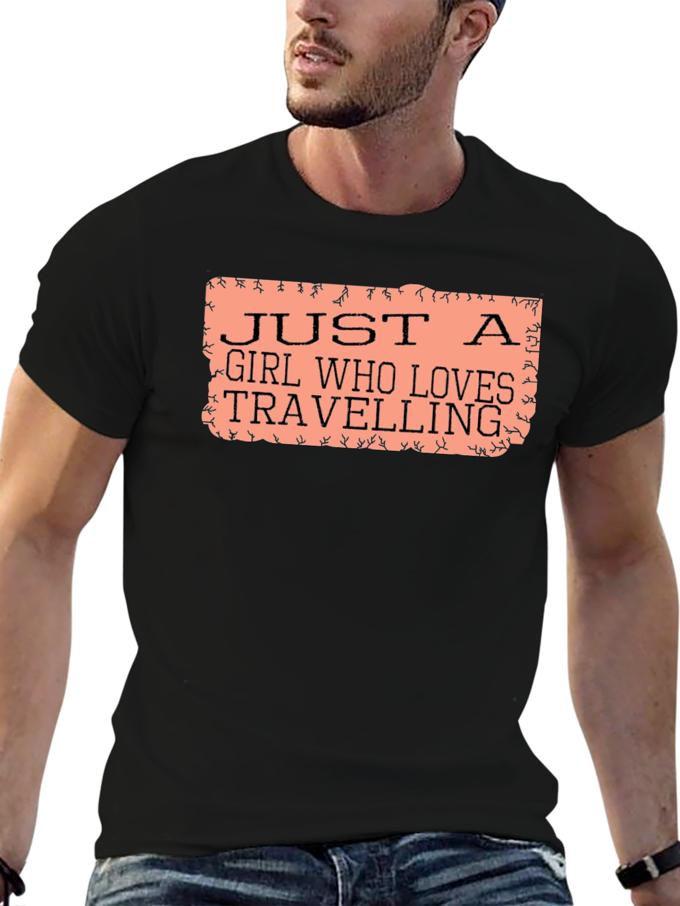 Camiseta Negra Just A Girl Who Loves Travelling