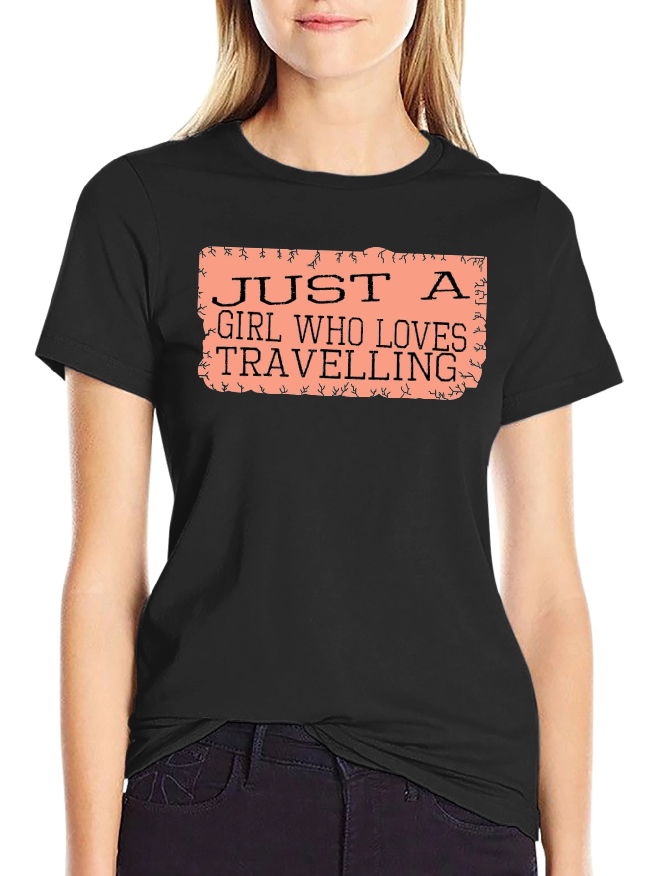 Camiseta Negra Just A Girl Who Loves Travelling