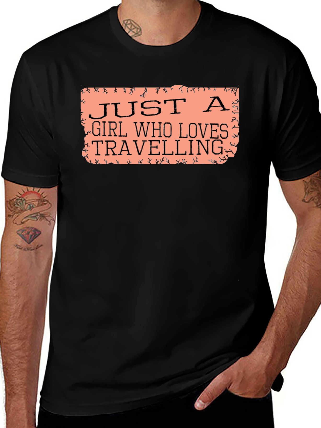Camiseta Negra Just A Girl Who Loves Travelling