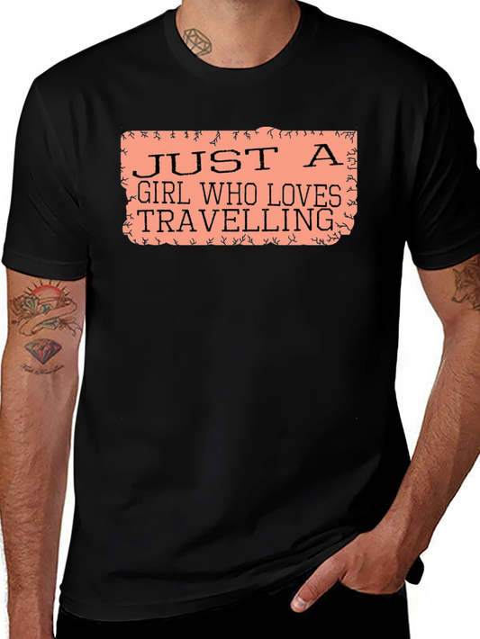 Camiseta Negra Just A Girl Who Loves Travelling