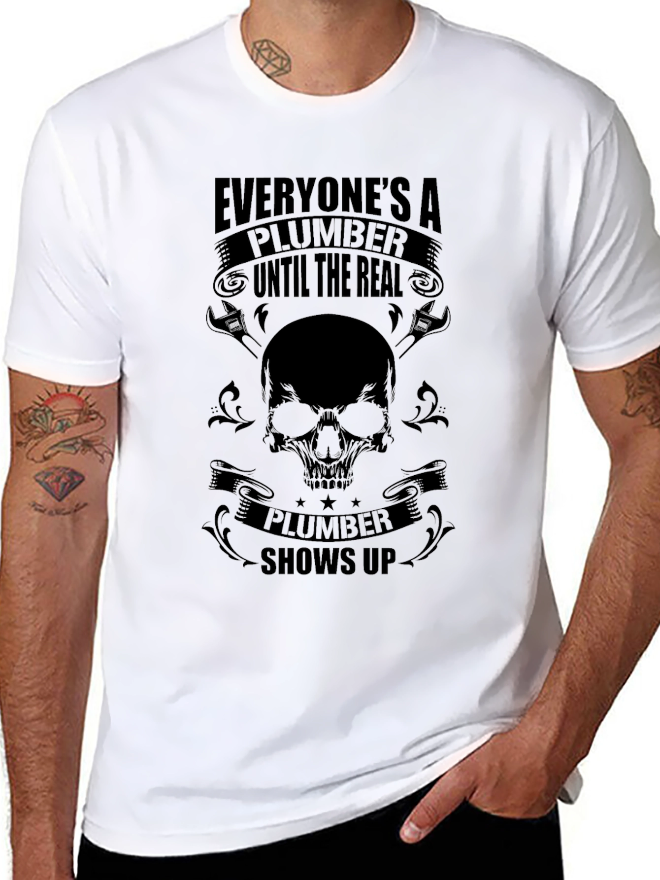 Camiseta Negra de Fontanero con Calavera