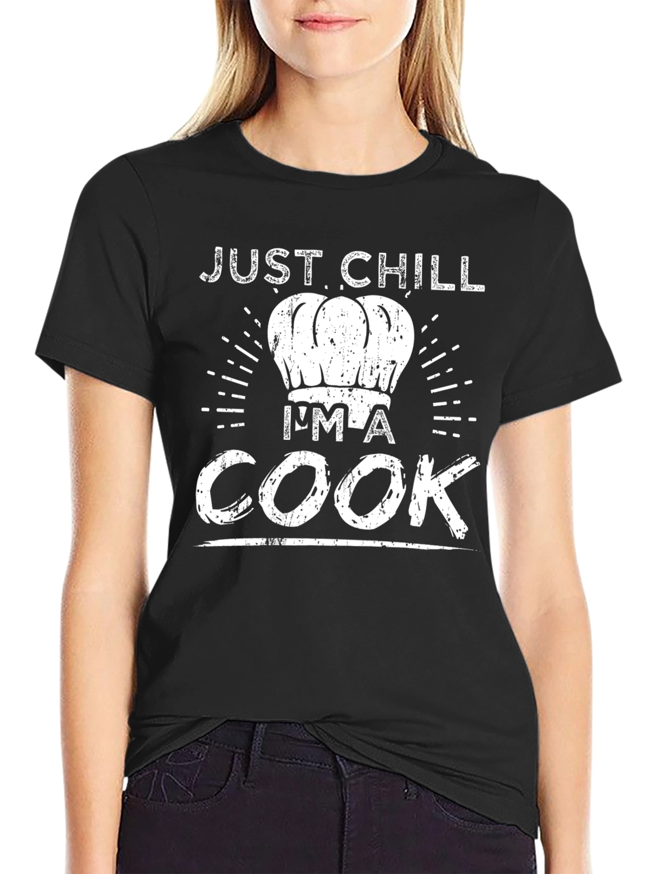 Camiseta Negra Just Chill Im a Cook
