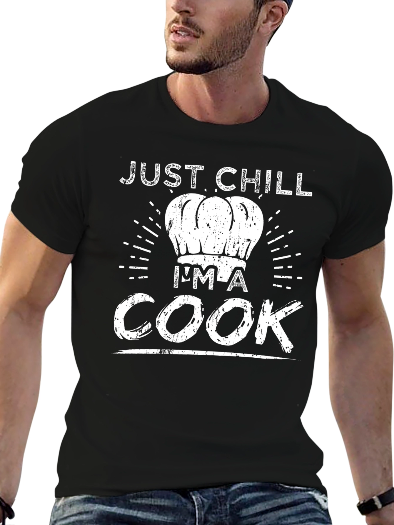 Camiseta Negra Just Chill Im a Cook