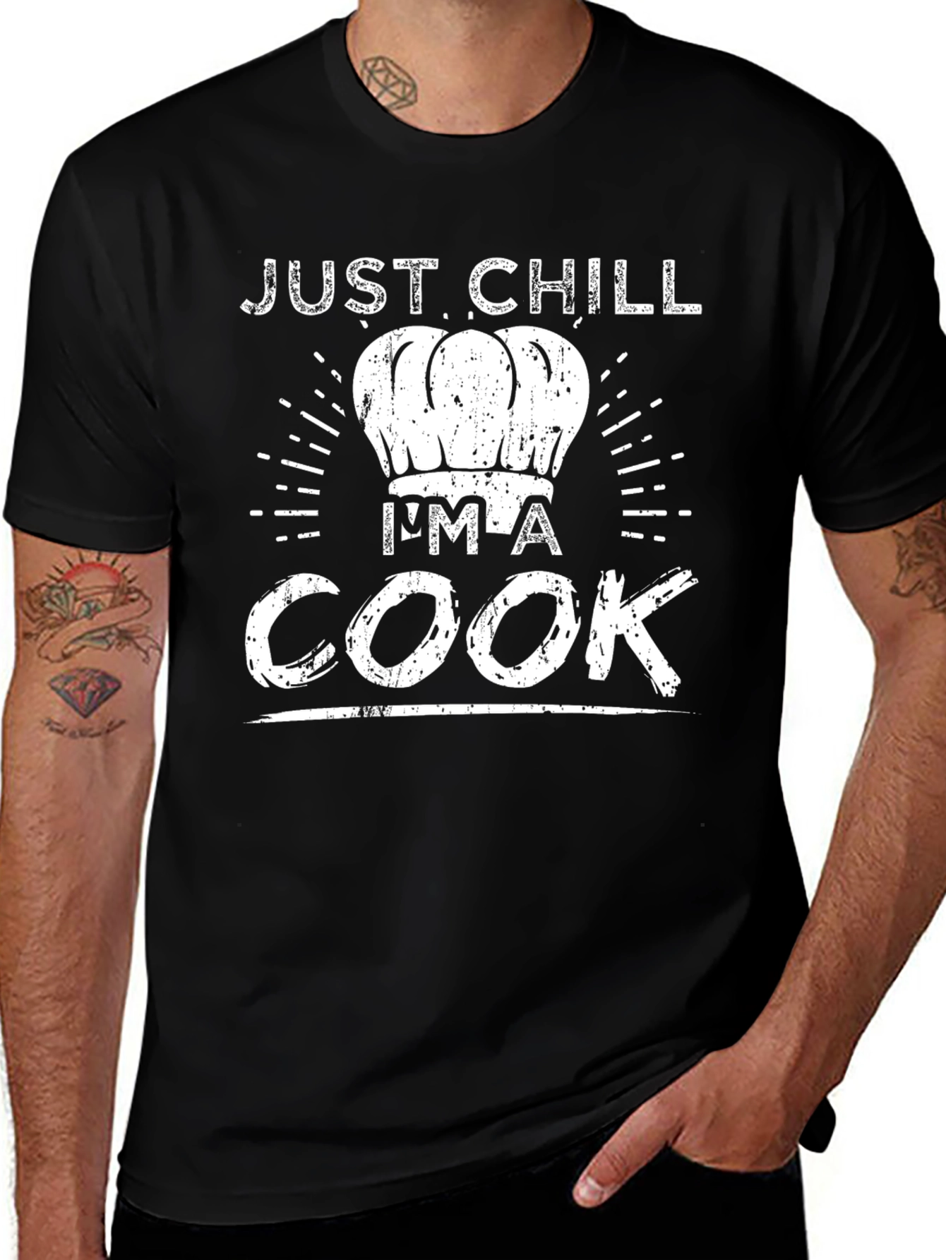 Camiseta Negra Just Chill Im a Cook