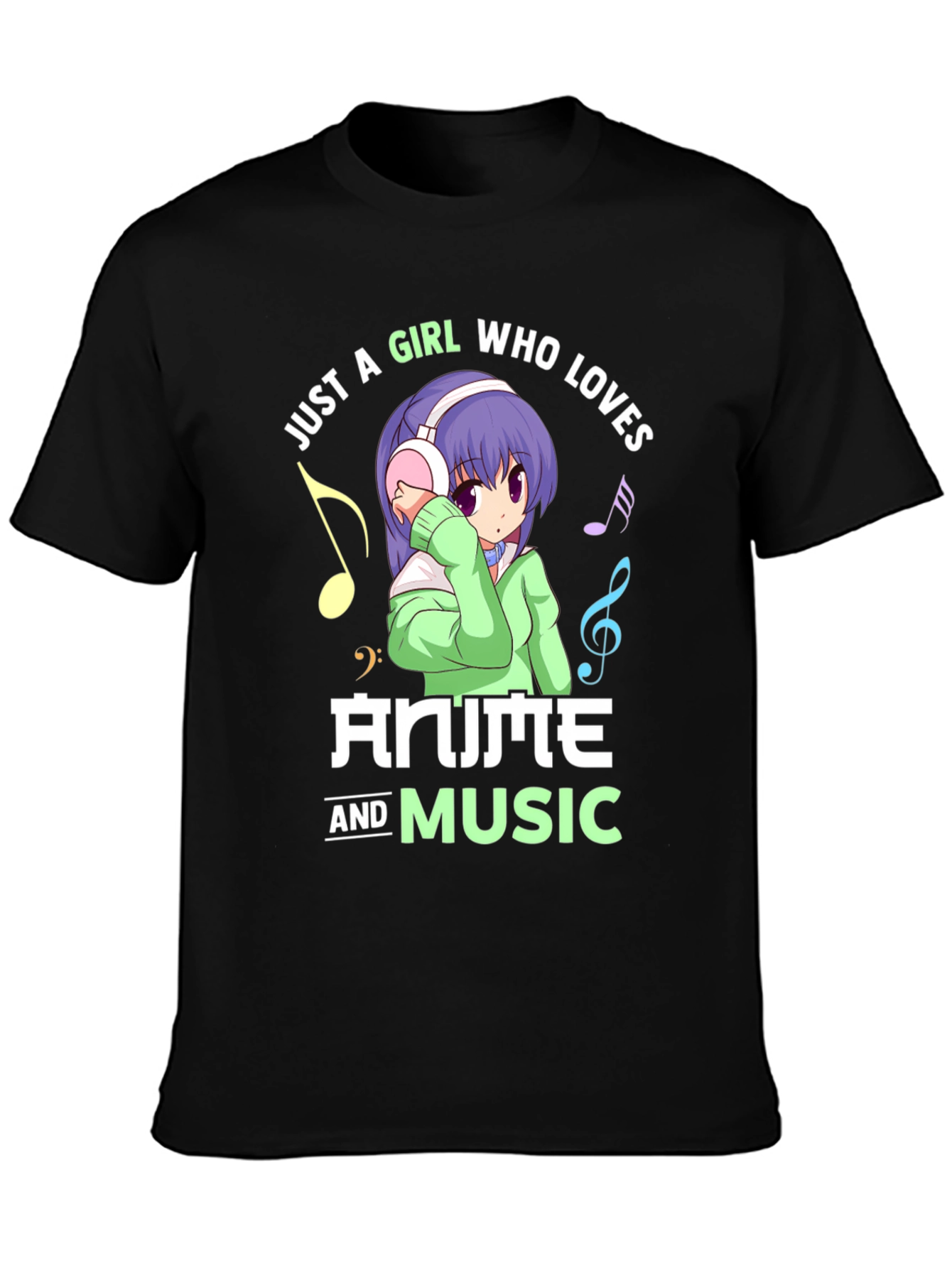 Camiseta Negra: Anime y Música para Chicas