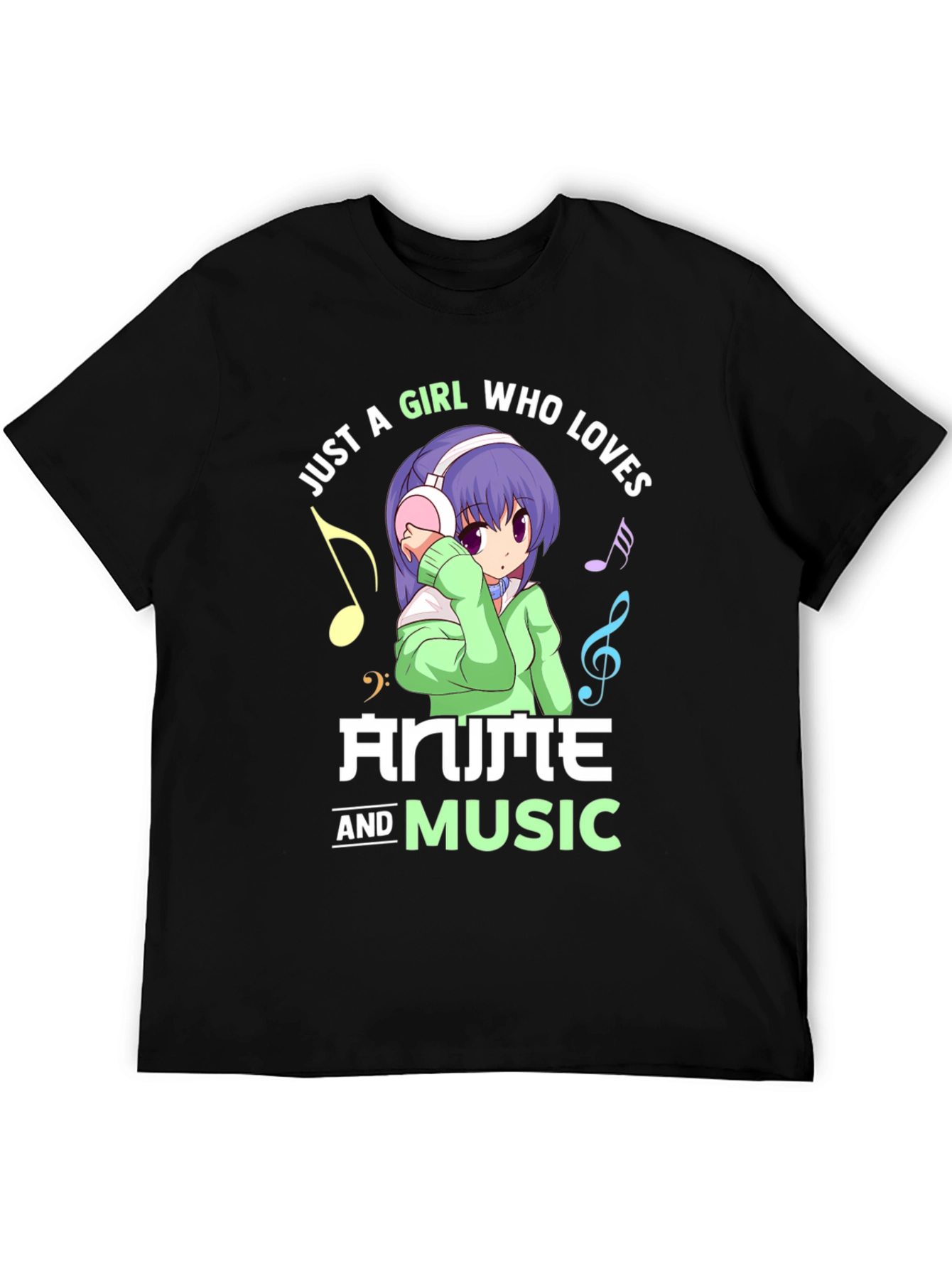 Camiseta Negra: Anime y Música para Chicas