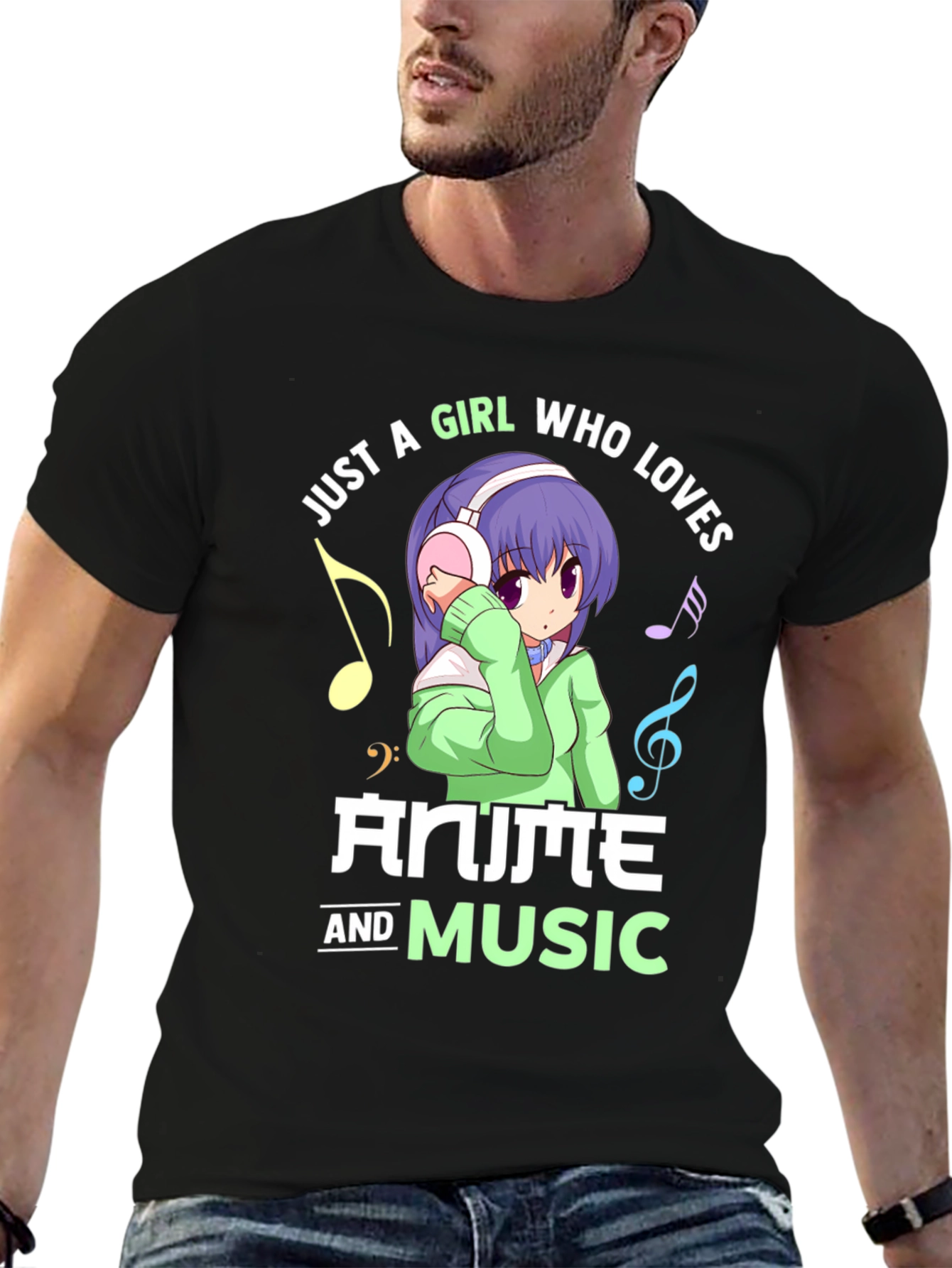 Camiseta Negra: Anime y Música para Chicas