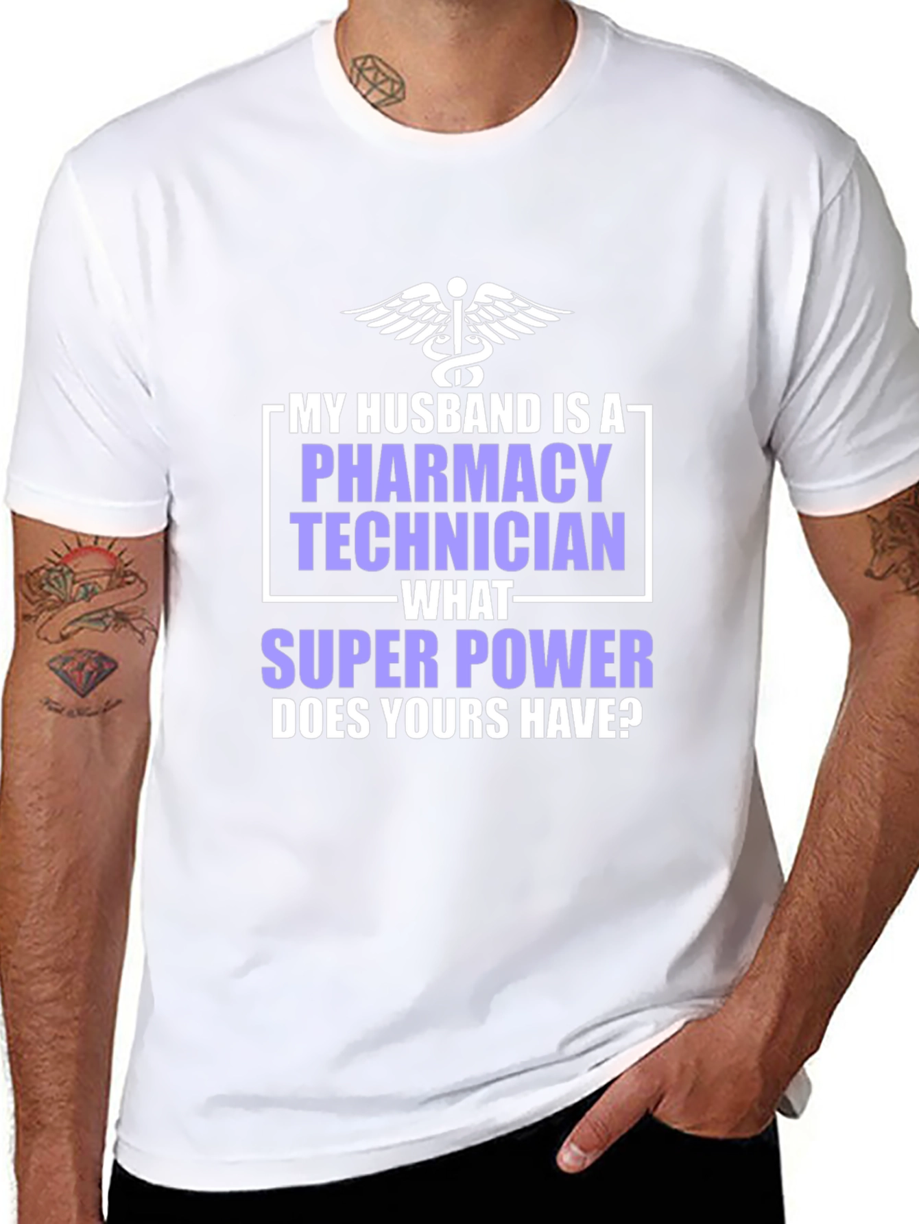 Camiseta para Esposo Técnico de Farmacia con Superpoder