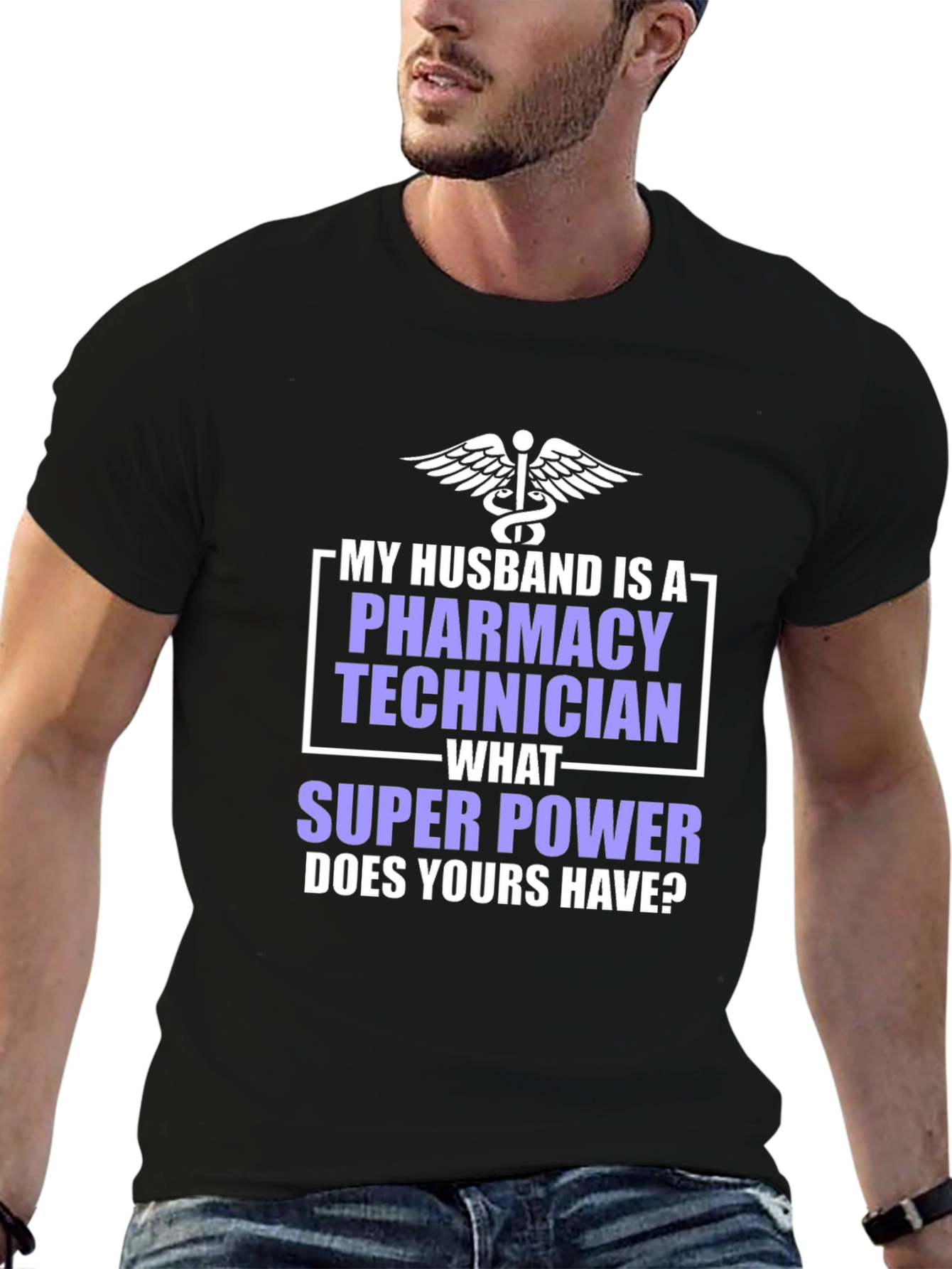 Camiseta para Esposo Técnico de Farmacia con Superpoder