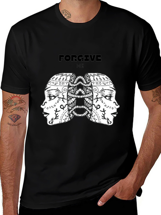 Camiseta Negra con Diseño Abstracto Forgive Me