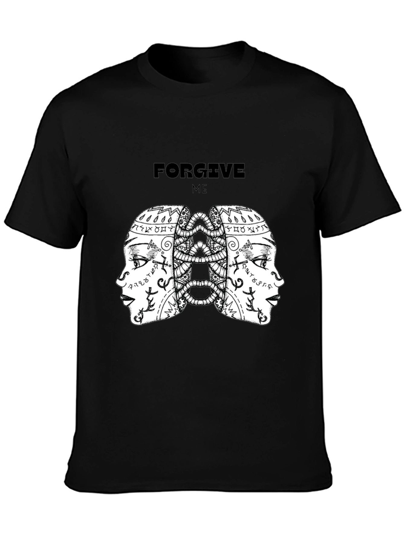 Camiseta Negra con Diseño Abstracto Forgive Me