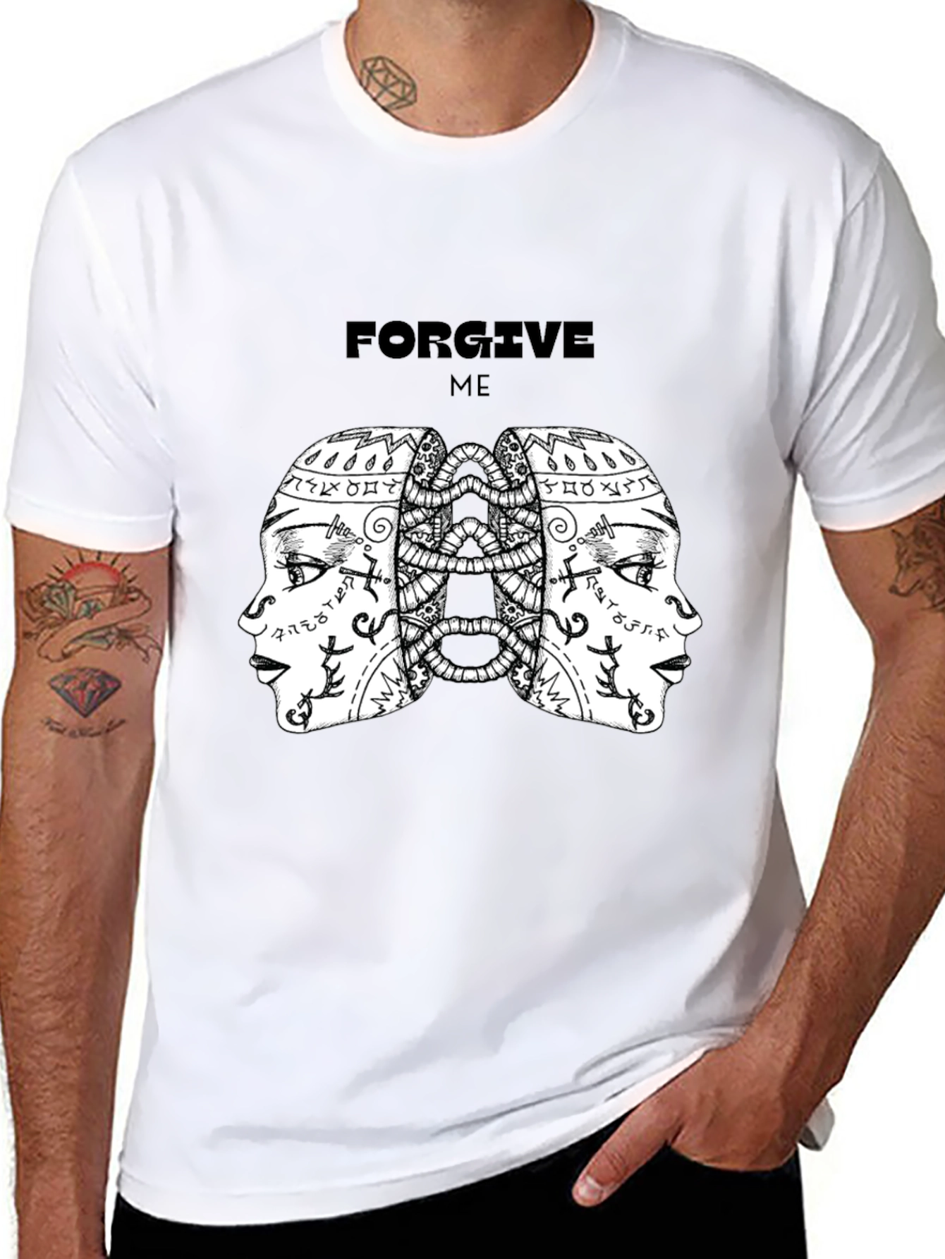Camiseta Negra con Diseño Abstracto Forgive Me