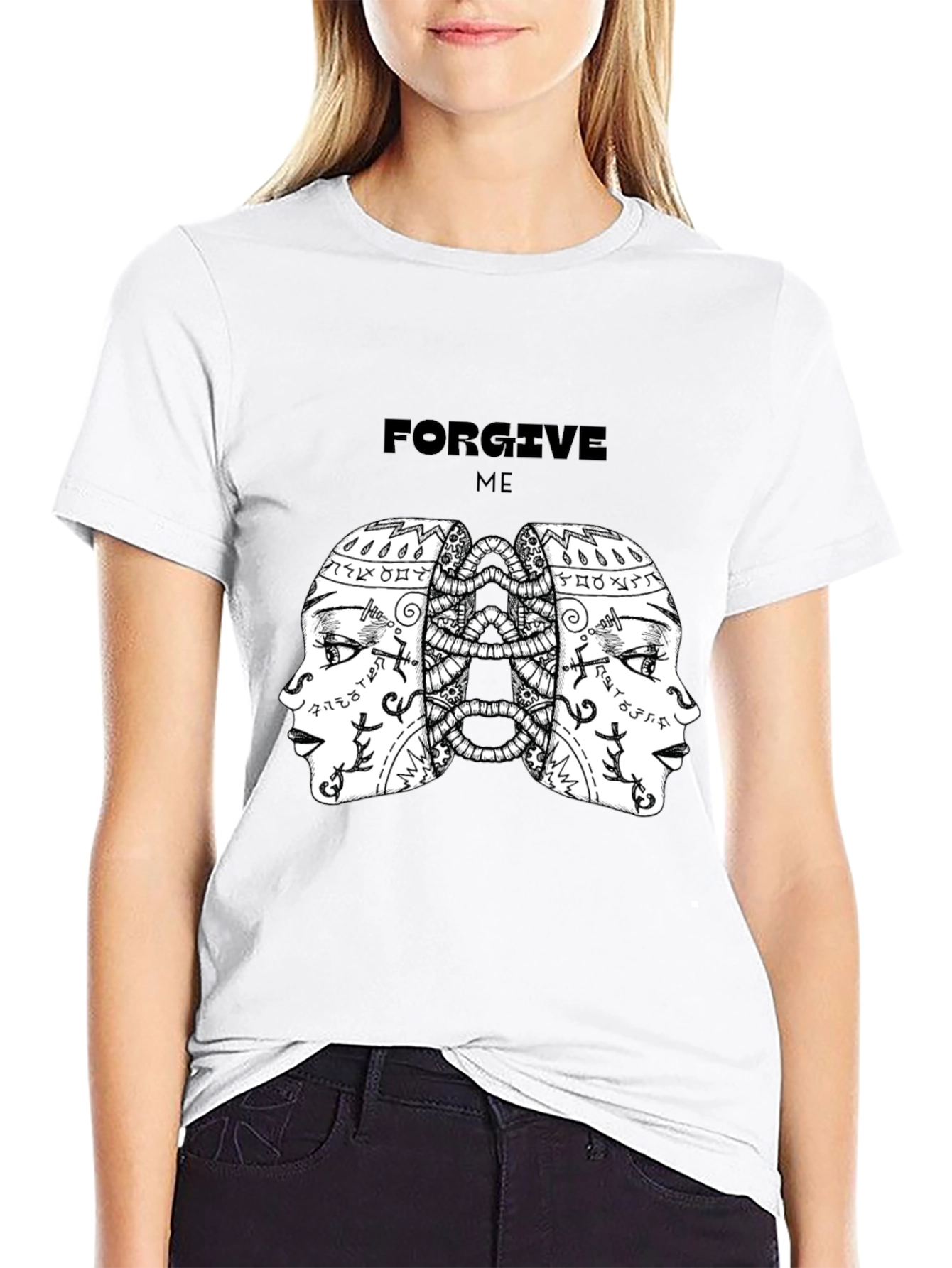 Camiseta Negra con Diseño Abstracto Forgive Me