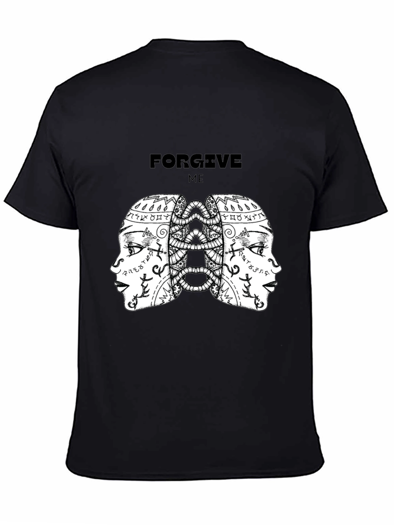 Camiseta Negra con Diseño Abstracto Forgive Me