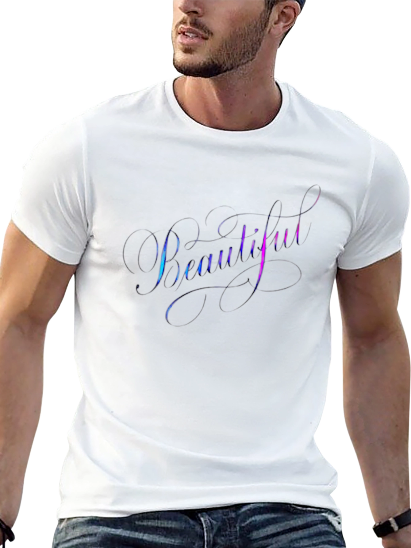 Camiseta Negra con Diseño Beautiful