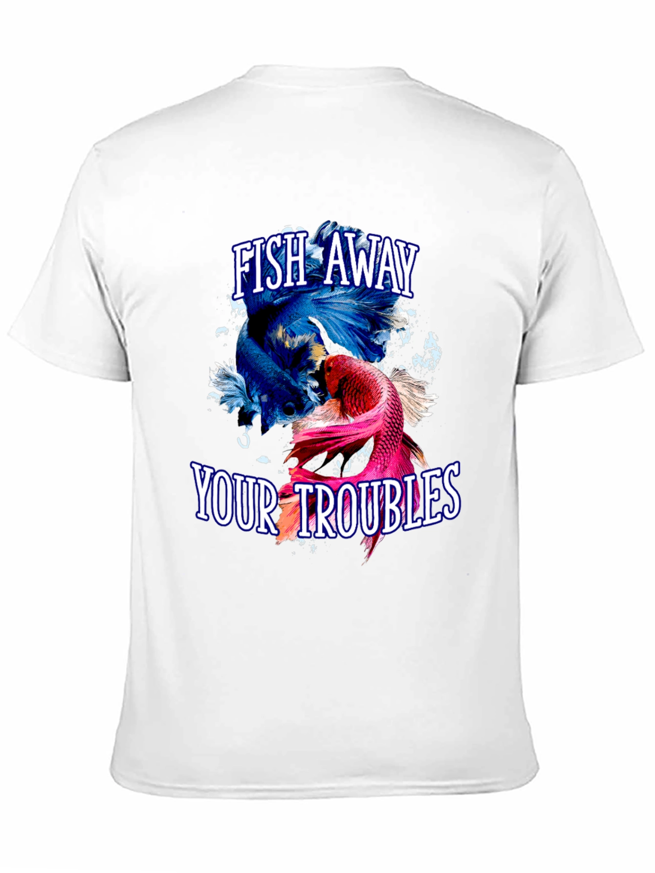 Camiseta Negra: Peces Betta - Fish Away Your Troubles