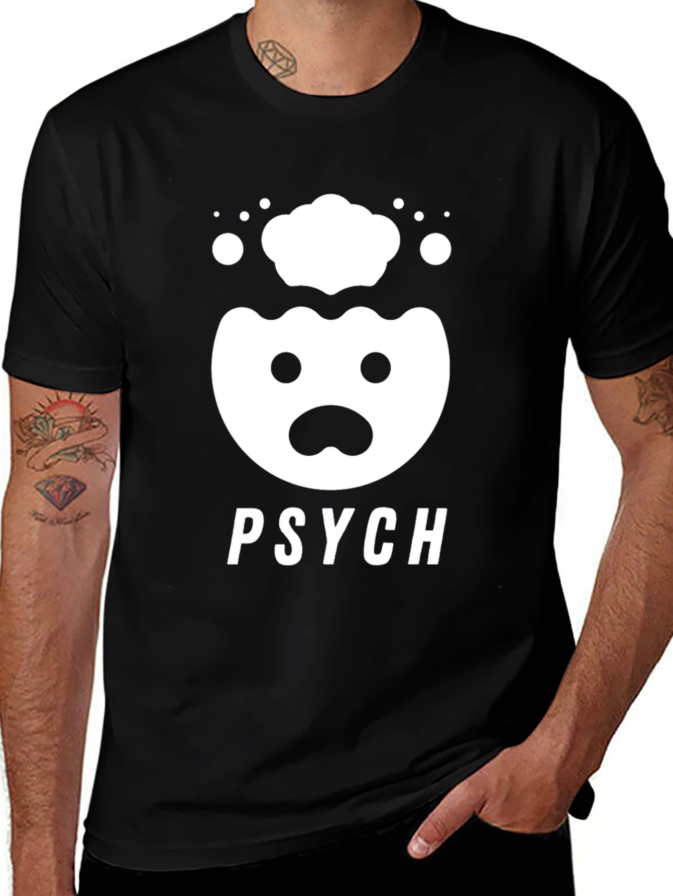 Camiseta Negra PSYCH con Diseño Divertido