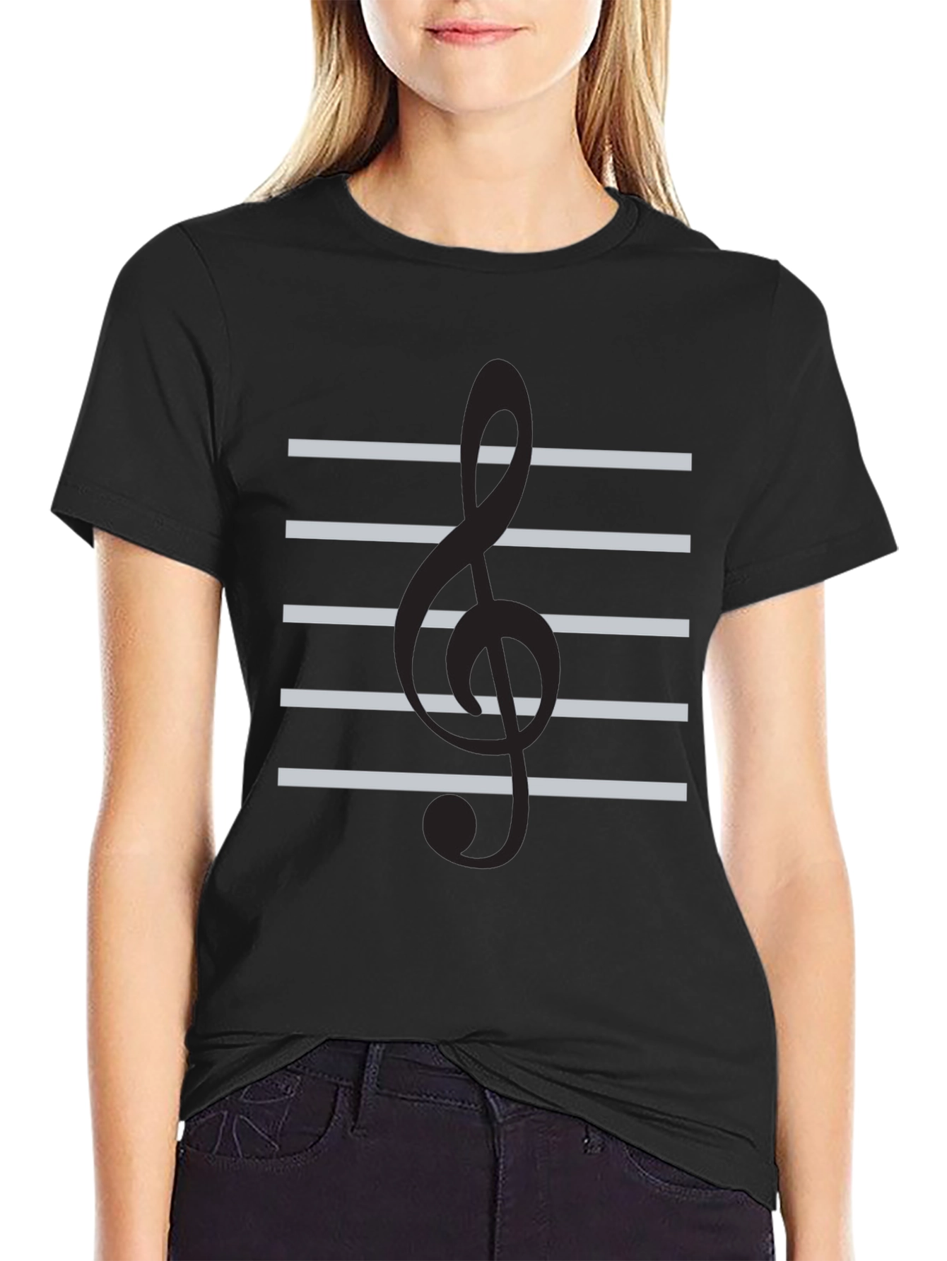 Camiseta Negra Clave de Sol Musical