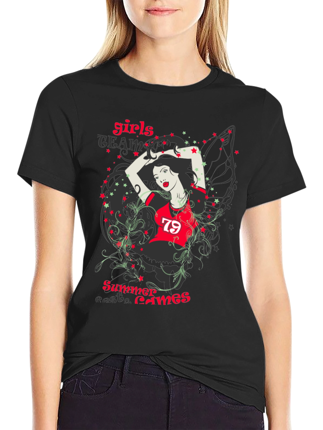 Camiseta Negra Mujer Deportiva Verano