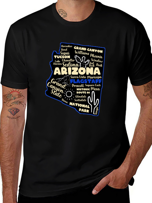 Camiseta Arizona Mapa Nombres Ciudades para Hombre