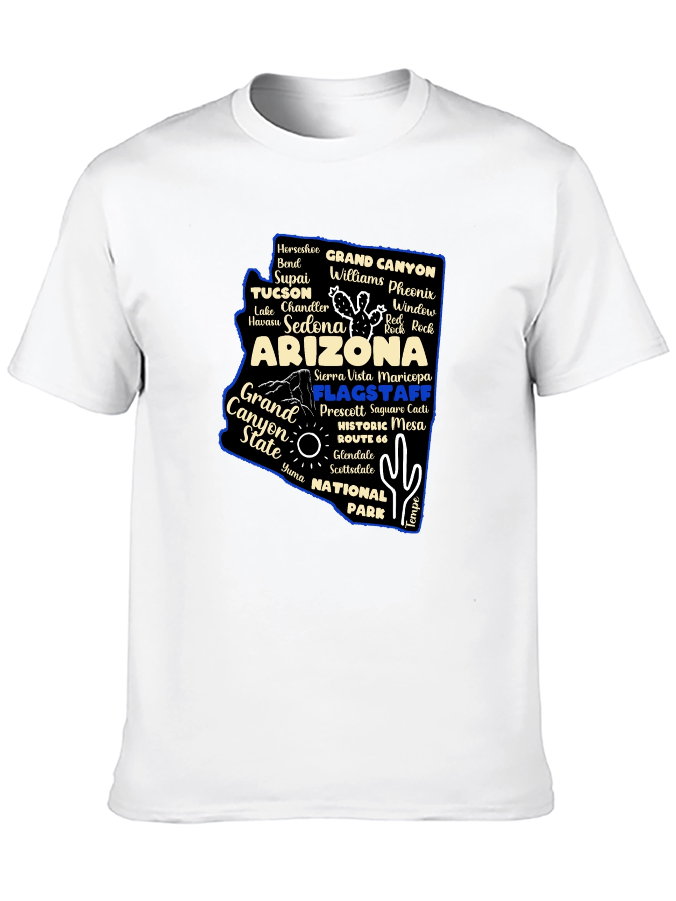 Camiseta Arizona Mapa Nombres Ciudades para Hombre